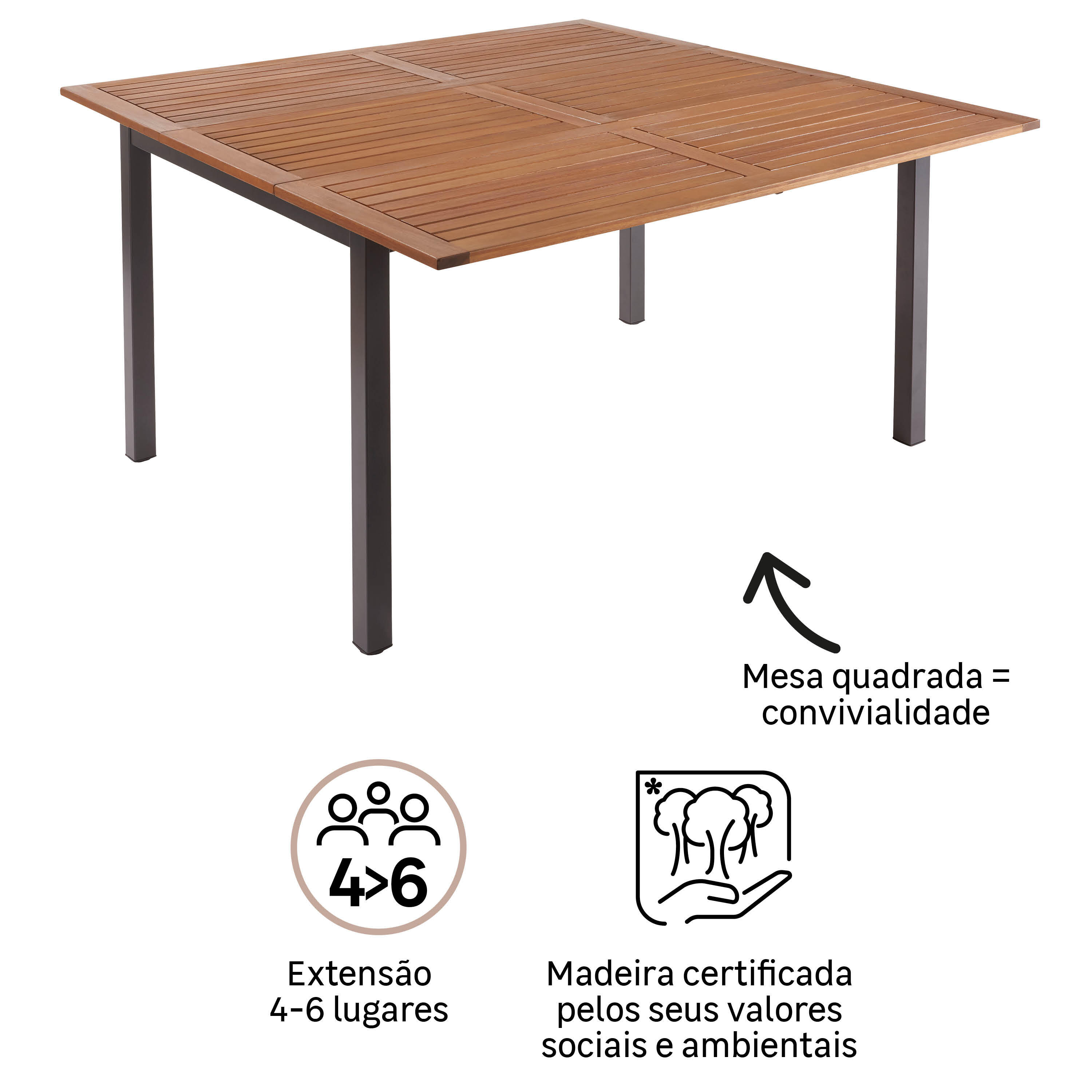 Mesa de alumínio NATERIAL ORIS 102/147X147CM - 10