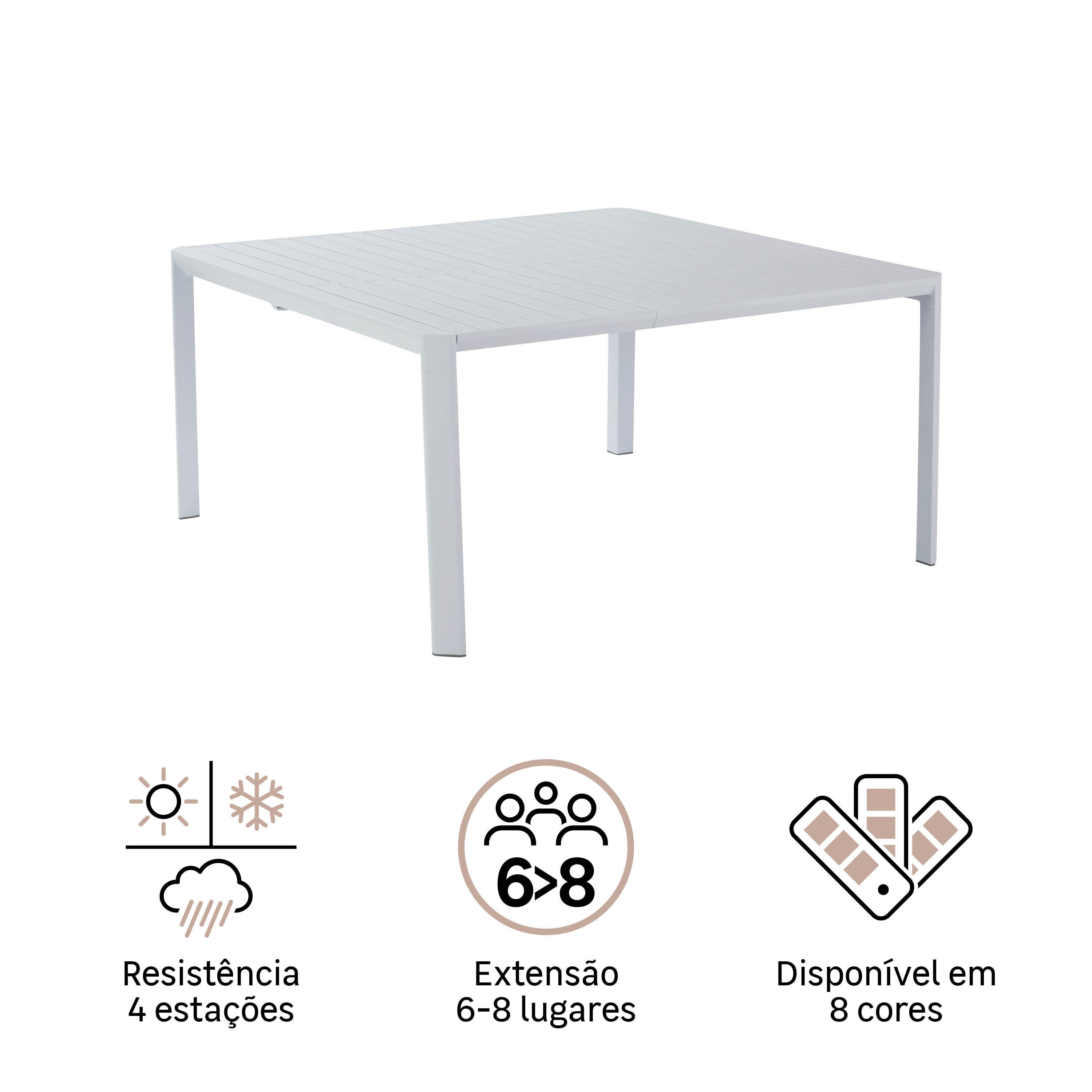 Mesa de alumínio NATERIAL IDAHO 97/149X149CM GRANITO - 10