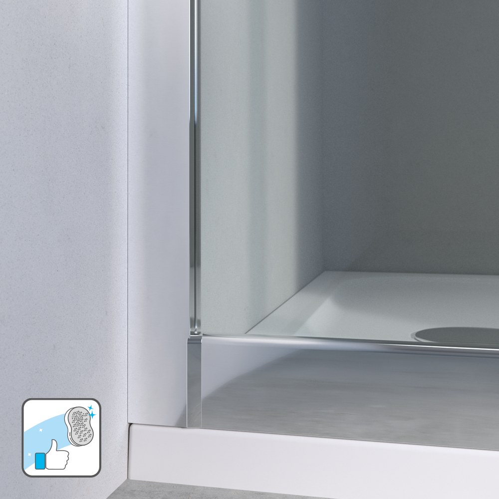 Paroi latérale verre sérigraphié, l.90 x H.190 cm,chromé, Easy - 4