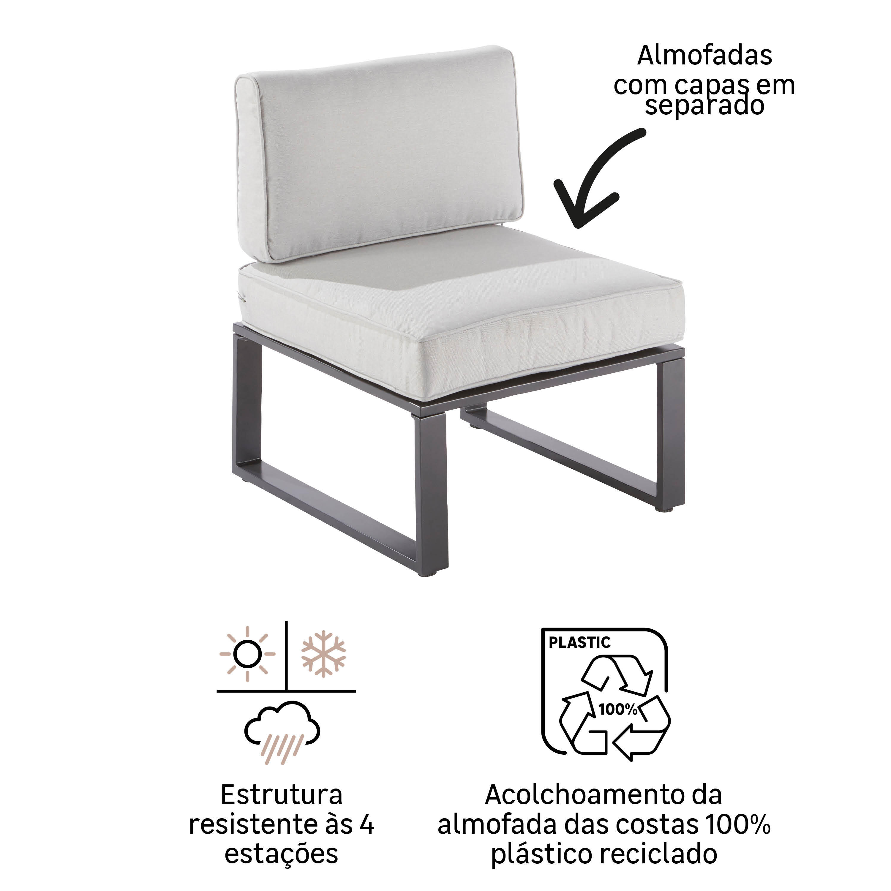 Cadeirão de alumínio jardim café cinzento Odyssea Naterial - 10