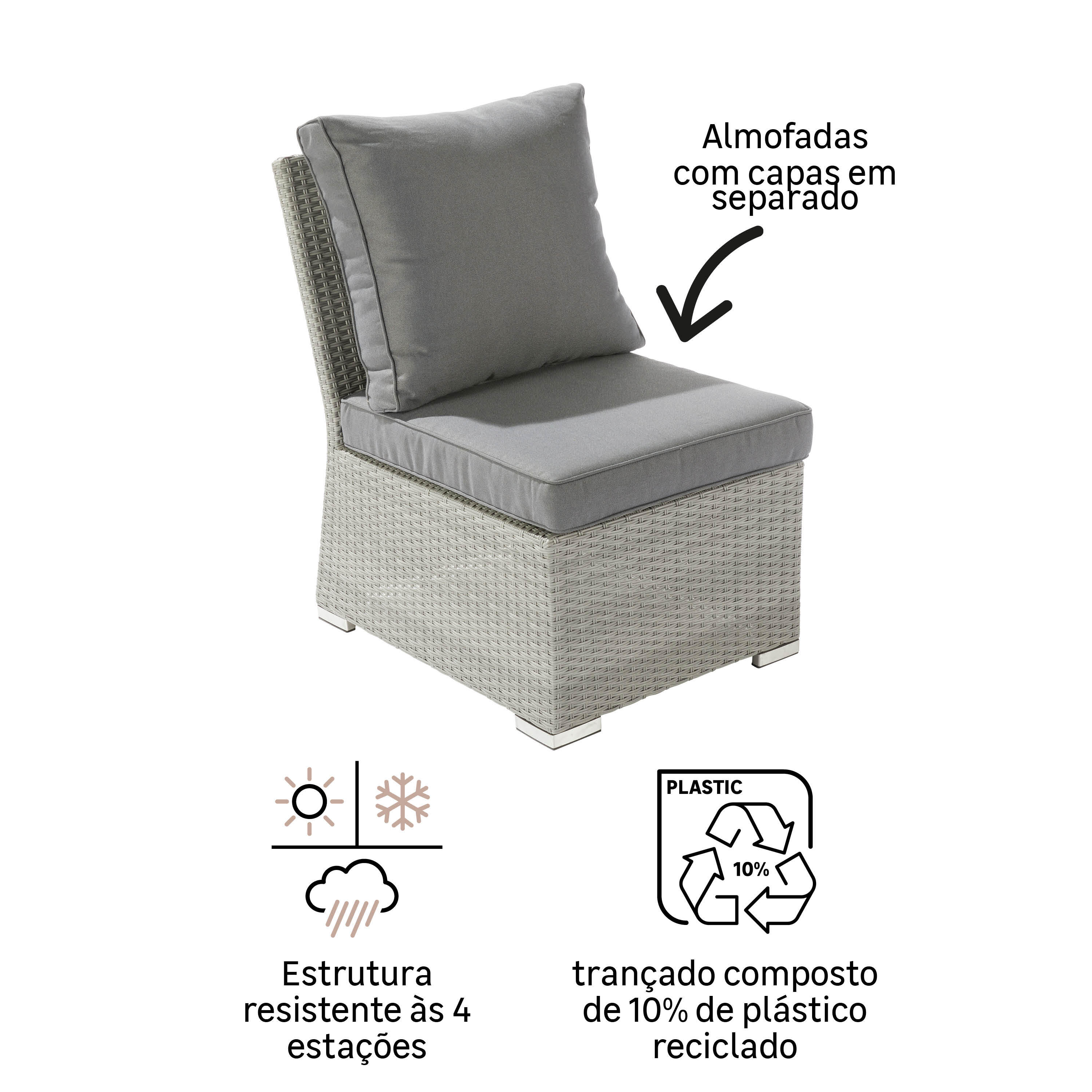 Cadeirão jardim rattan cinza Davos Naterial - 9