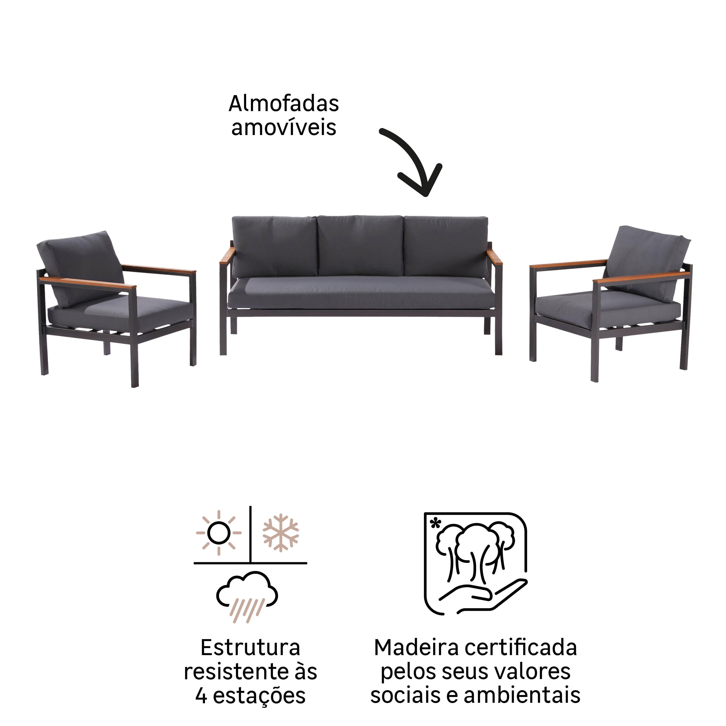 Conjunto jardim relax sofá alumínio cinzento escuro Oris II Naterial - 10