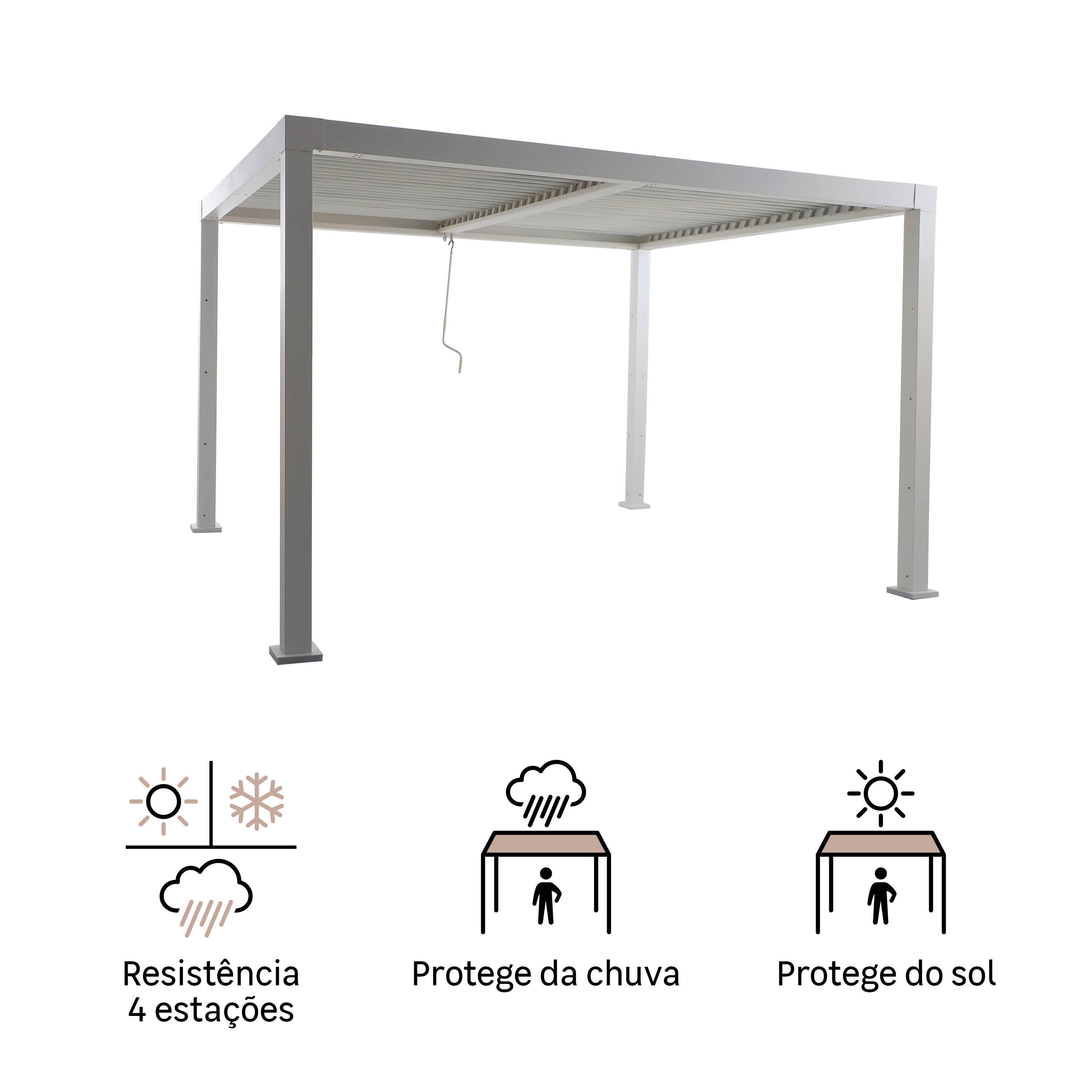 Pérgola bioclimática alumínio 3,13x3,58m branco Naterial Clima - 8