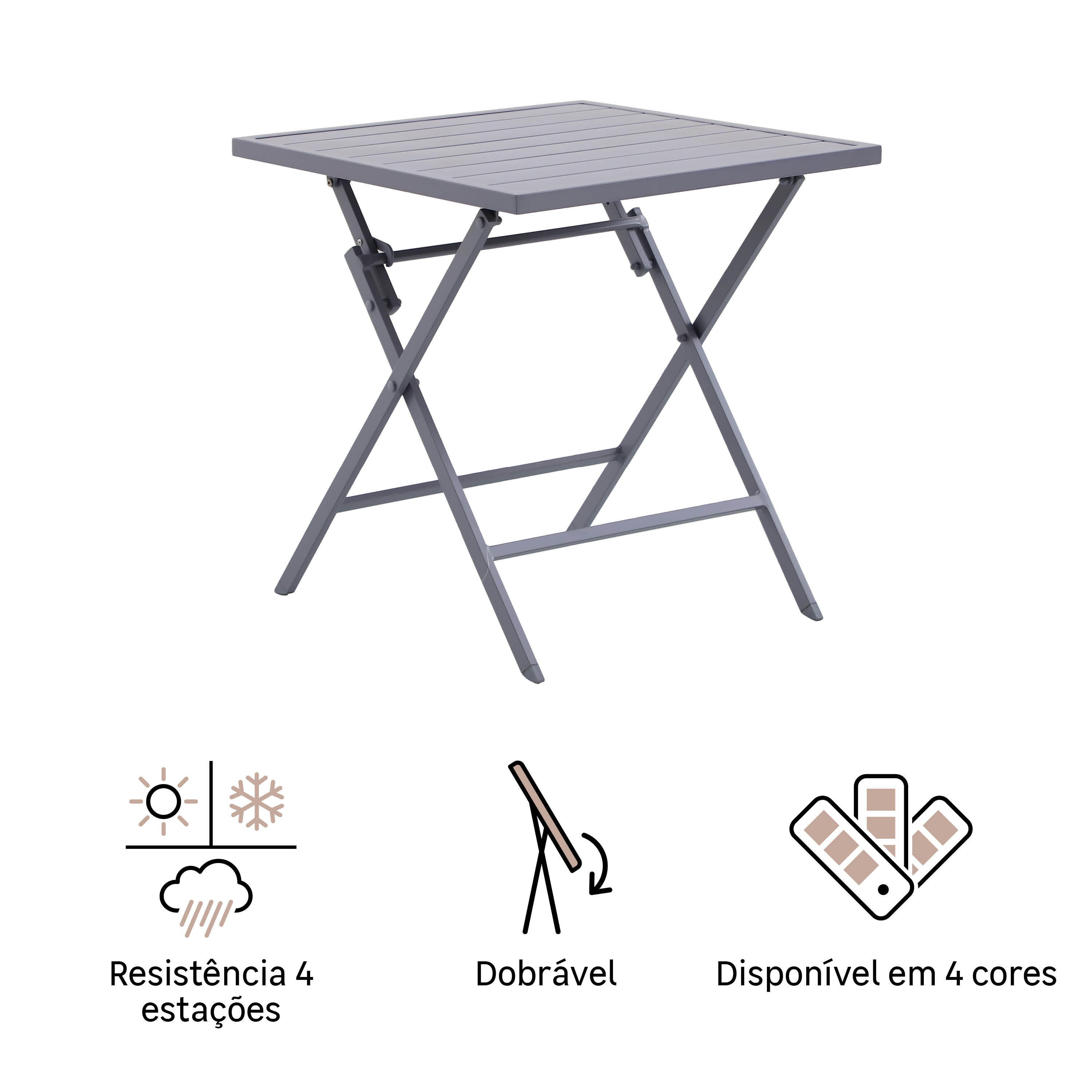 Mesa de alumínio NATERIAL XARA II ORIGAMI 71X71CM GRANITO - 12