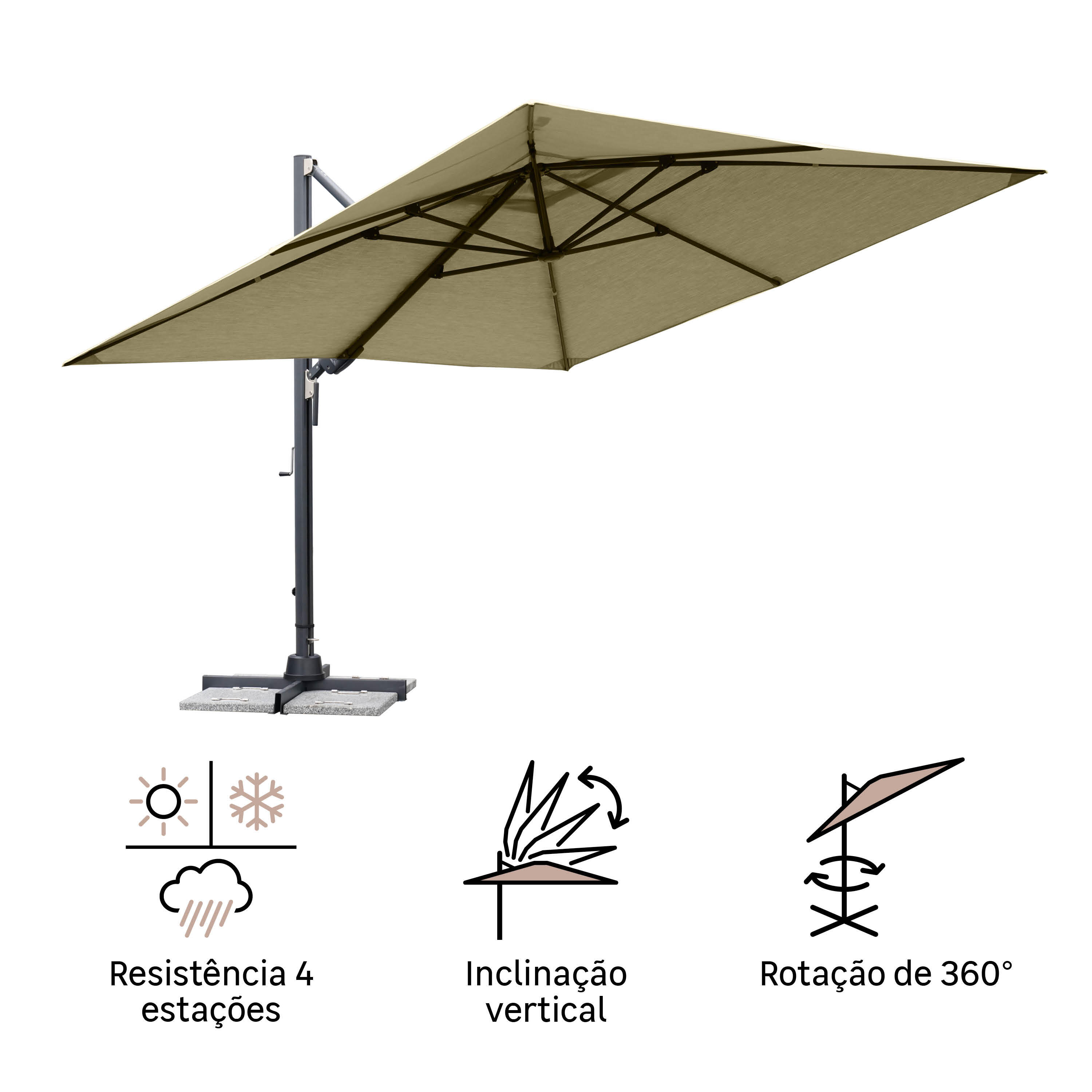 Guarda-sol excêntrico NATERIAL SOMBRA 392X293CM TOSTADO - 9