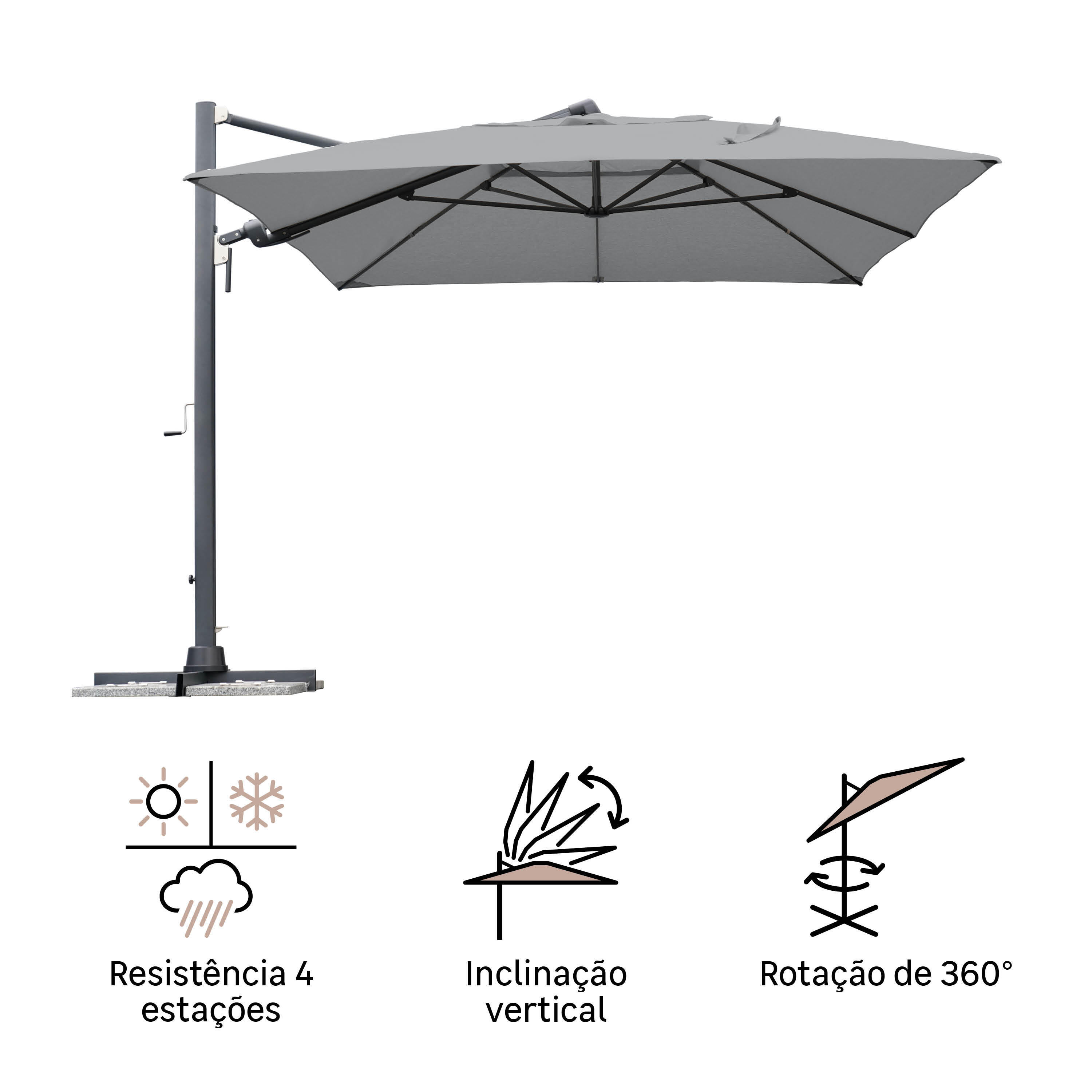 Guarda-sol excêntrico NATERIAL SOMBRA 392X293CM BRANCO - 9