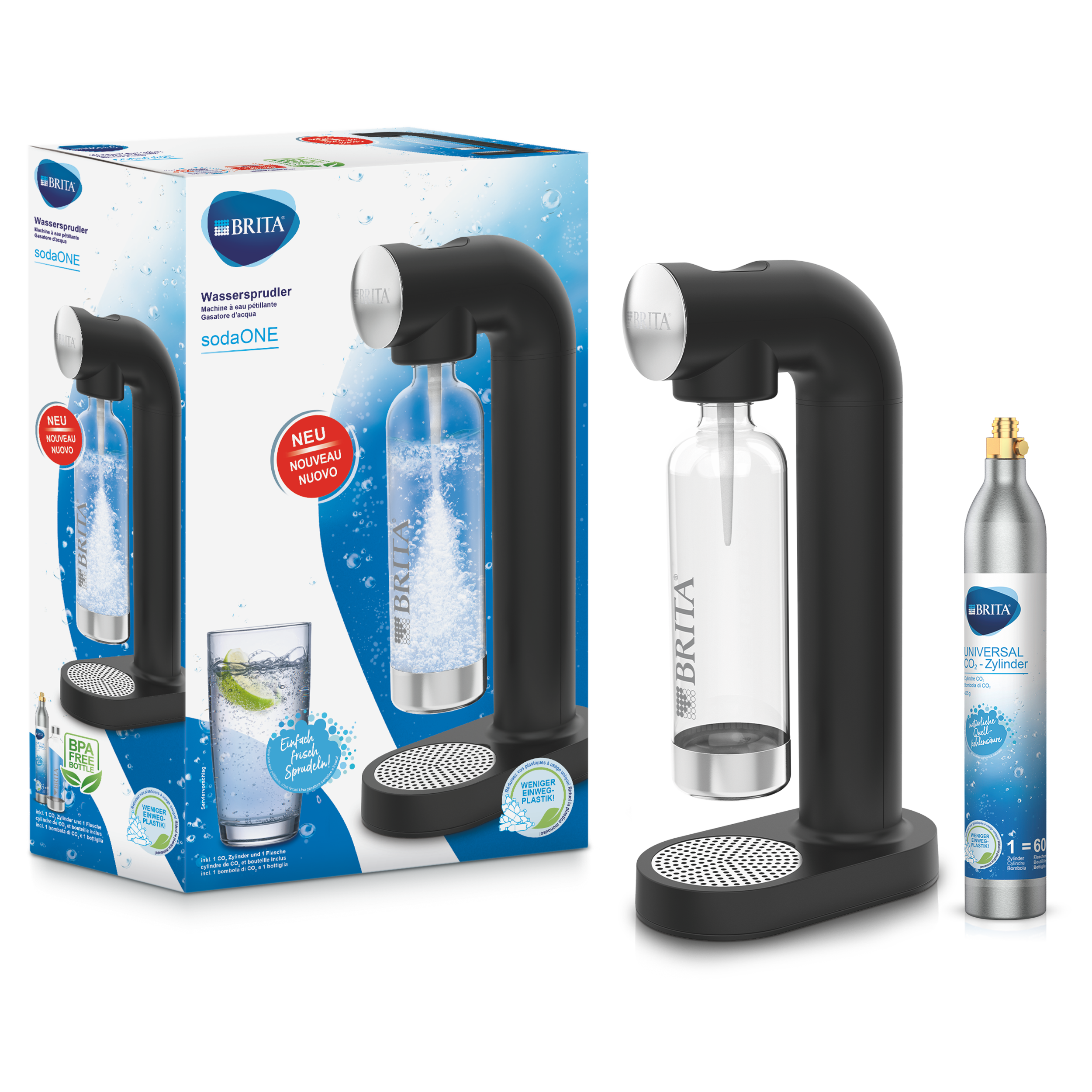 Saturator do gazowania wody SodaOne Brita czarny - 3
