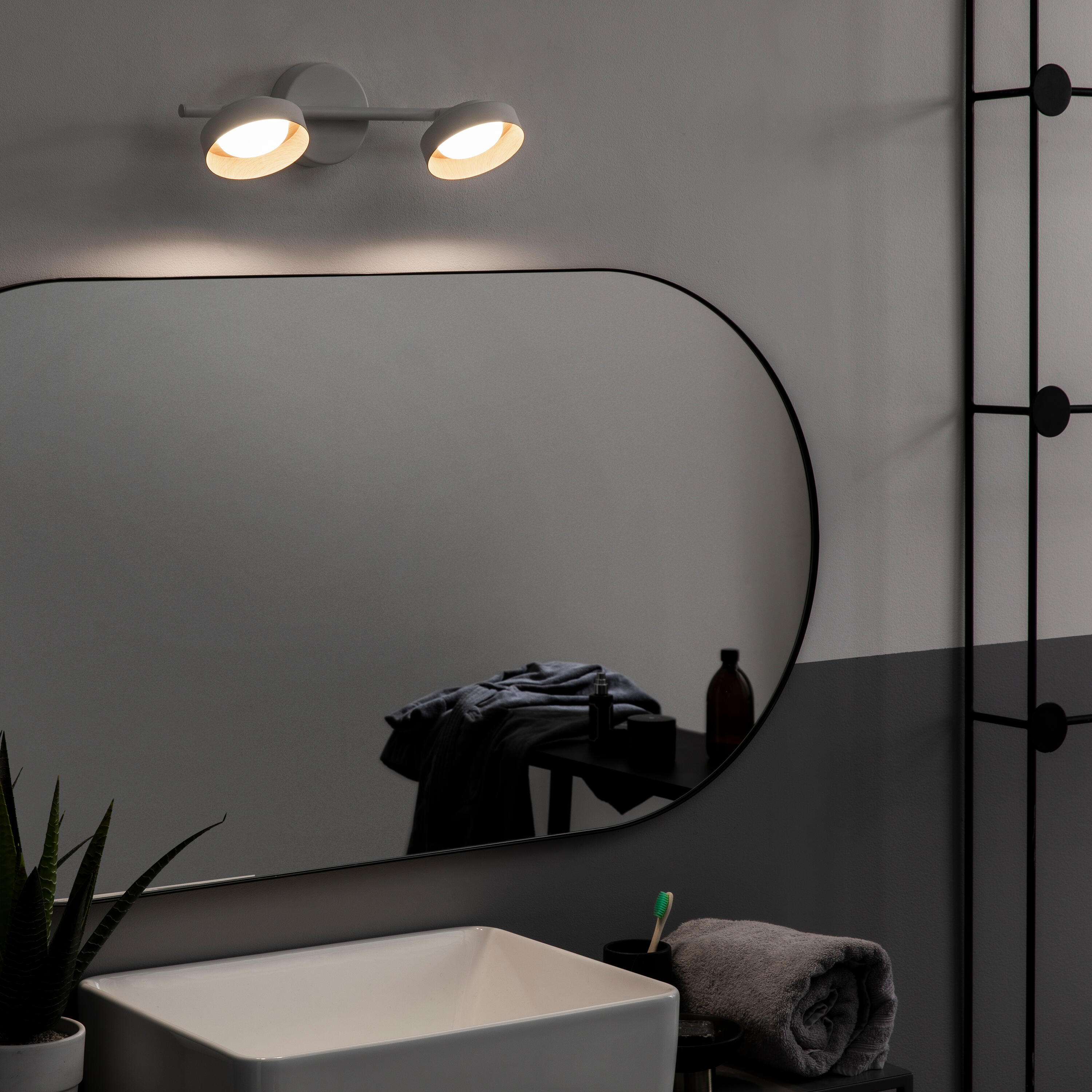 Rampe 2 spots LED salle de bain Malai, 1320 lumens blanc neutre, métal Inspire - 3