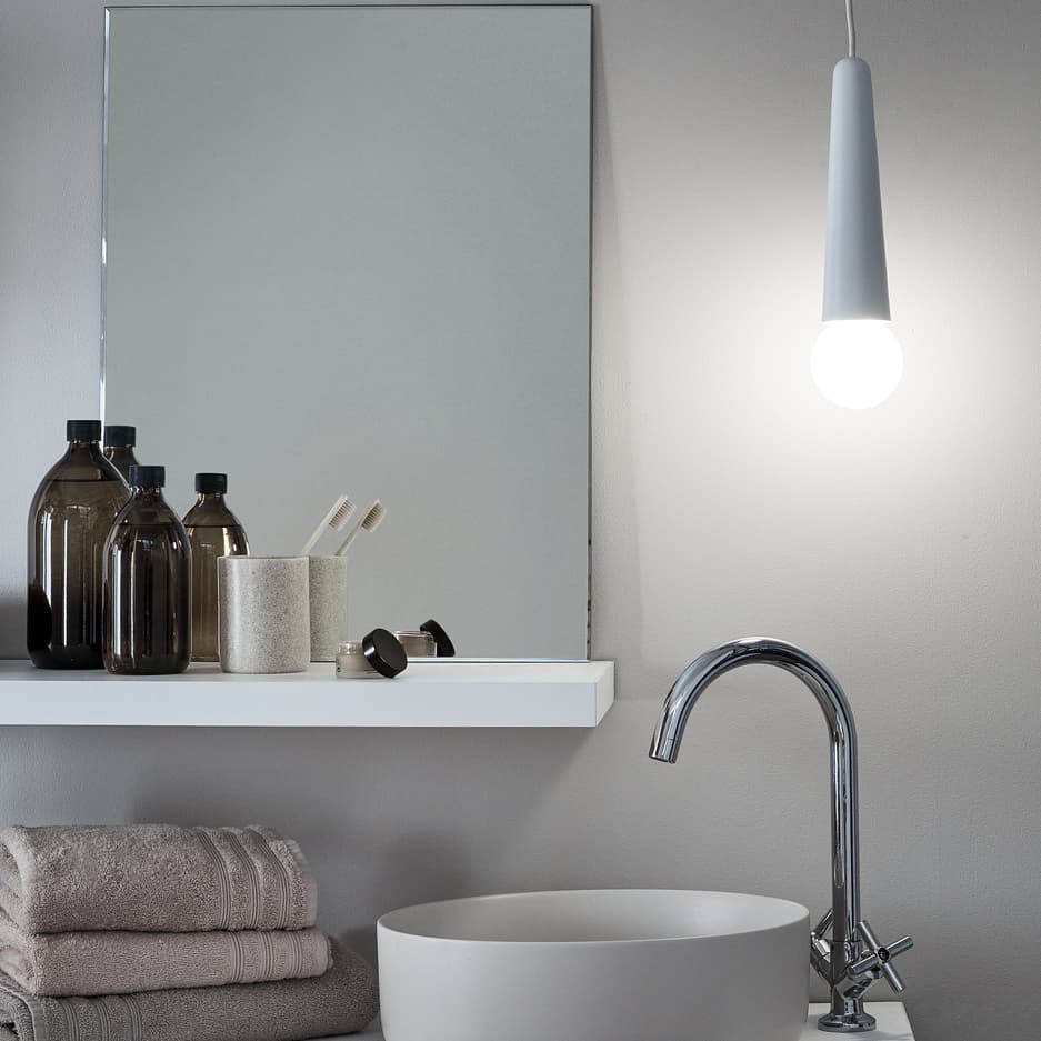 photo d'un spot orientable au dessus du miroir 