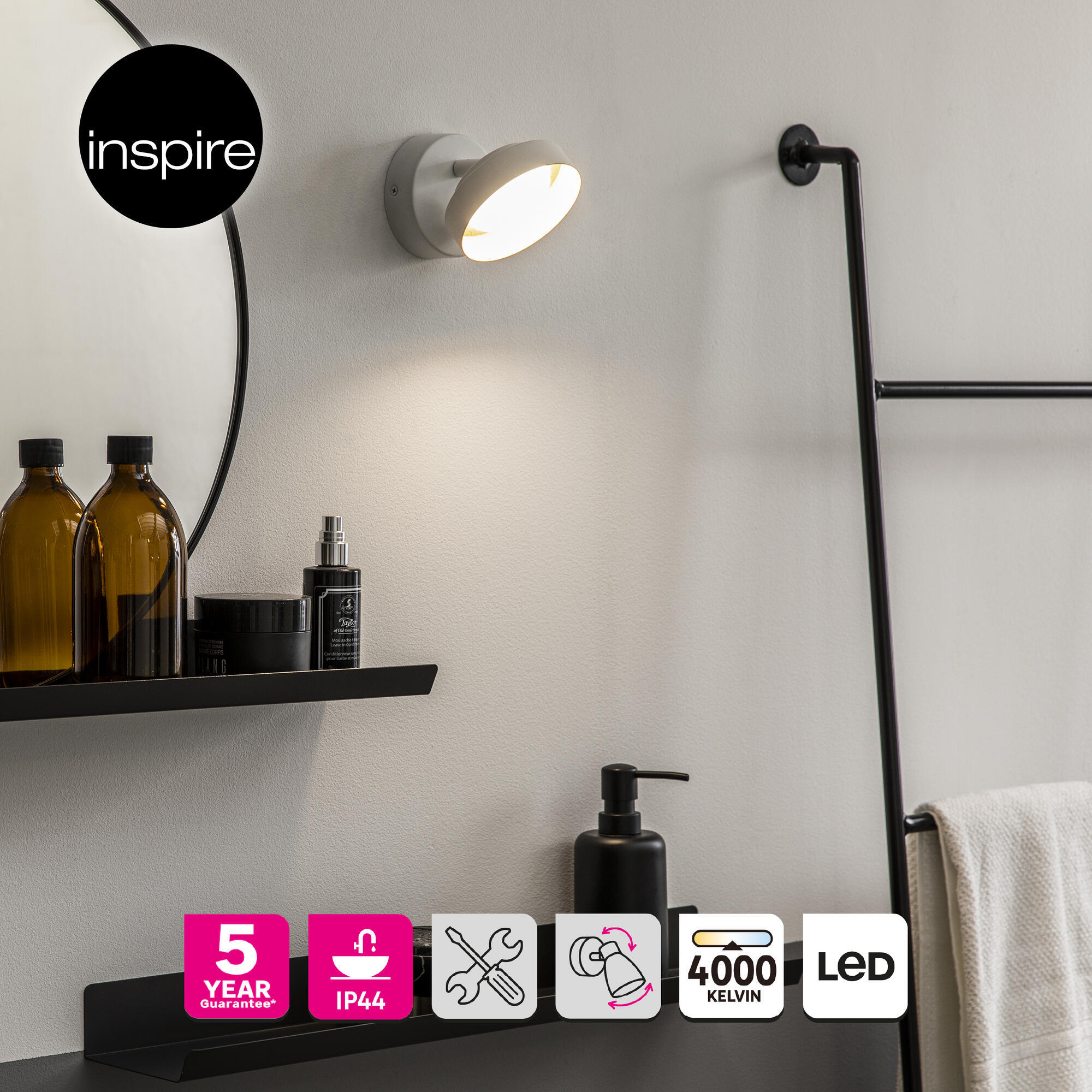 Foco decorativo com lâmpada Malai Inspire LED 540lm 1 luz pintado branco - 6