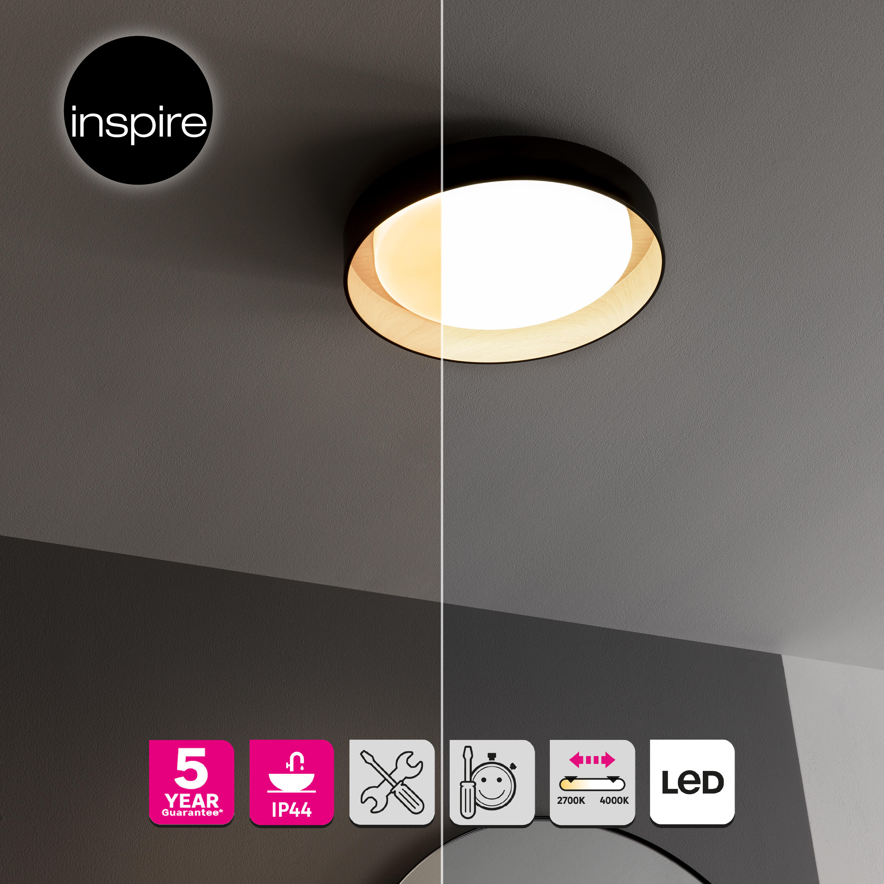 Plafon Malai czarny śr. 30 cm LED Inspire - 6