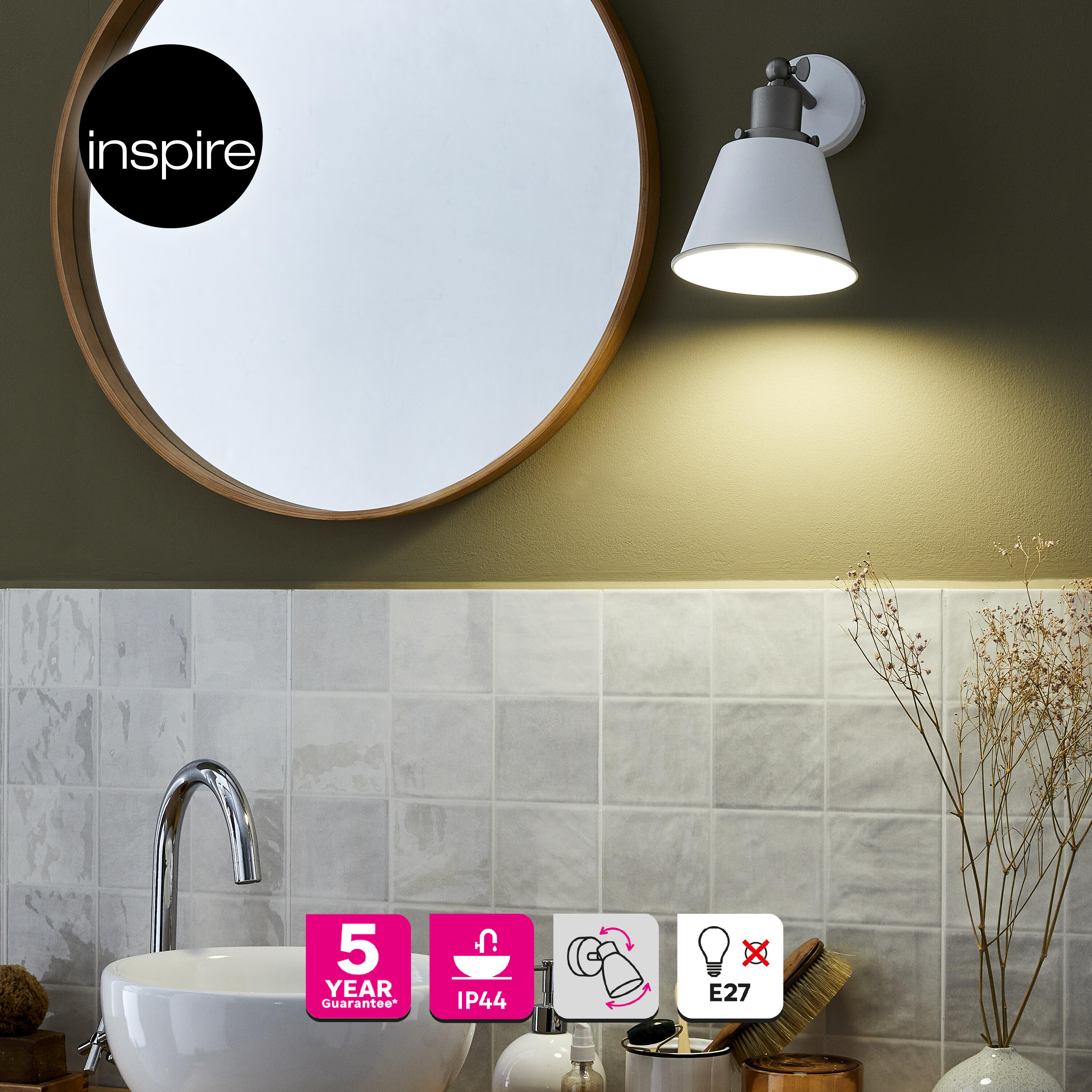 Kinkiet Gerli biały E27 IP44 Inspire - 5