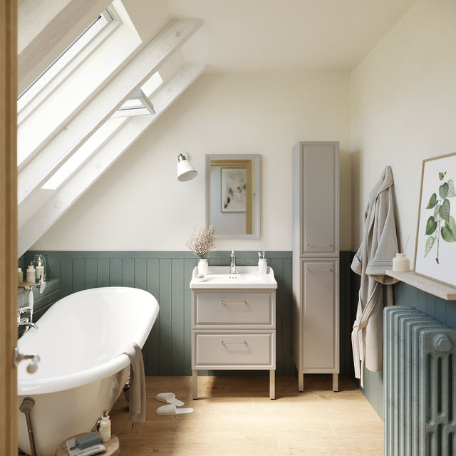 Meuble vasque 2t l.60 x H.57 x P.48.1cm gris Charm