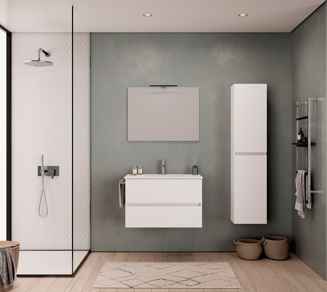 Móvel de casa de banho suspenso 80x46x84 cm branco Brest