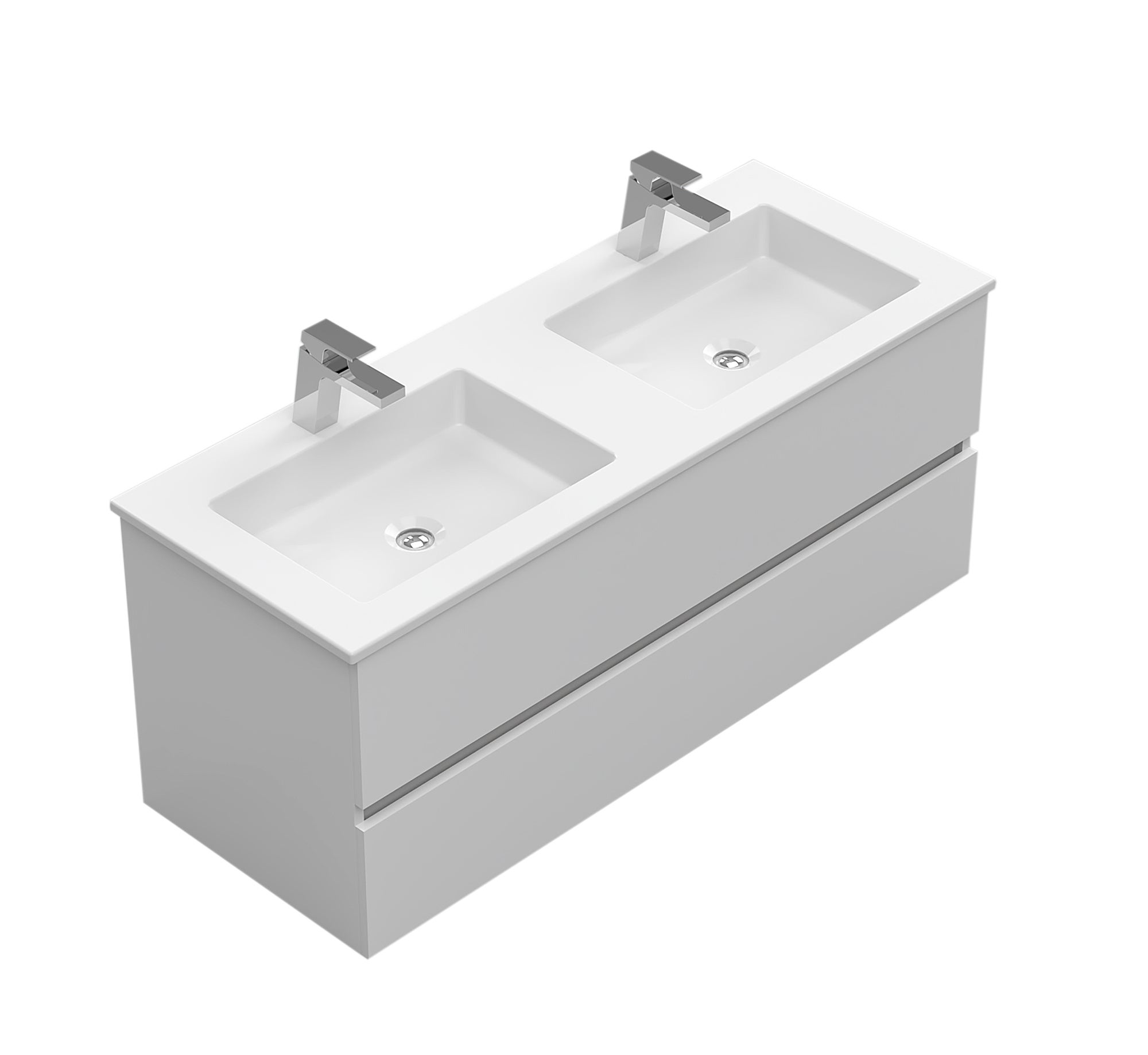 Móvel de casa de banho suspenso 2 pios 120x46x84 cm branco Brest - 2