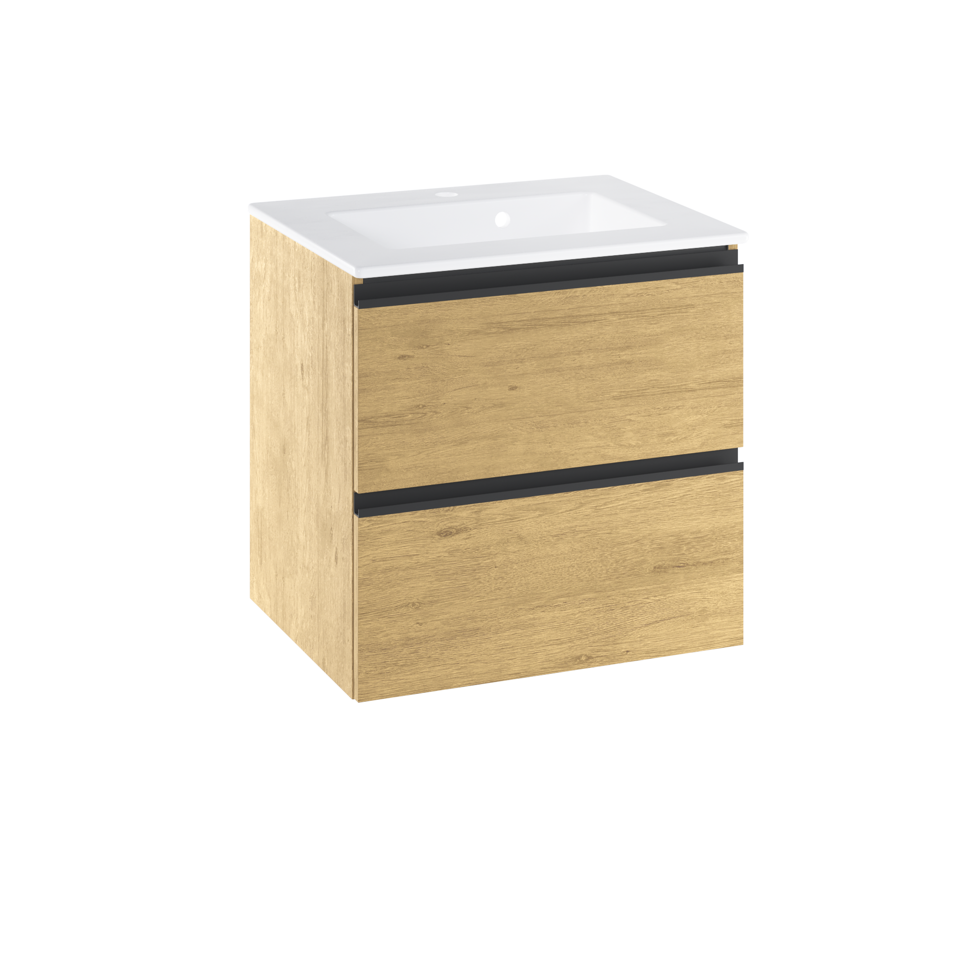 Mobile da bagno a terra sotto lavabo L 60 x H 58 x P 48.1 cm rovere chiaro laccato opaco, 2 cassetti SENSEA Studio - 11
