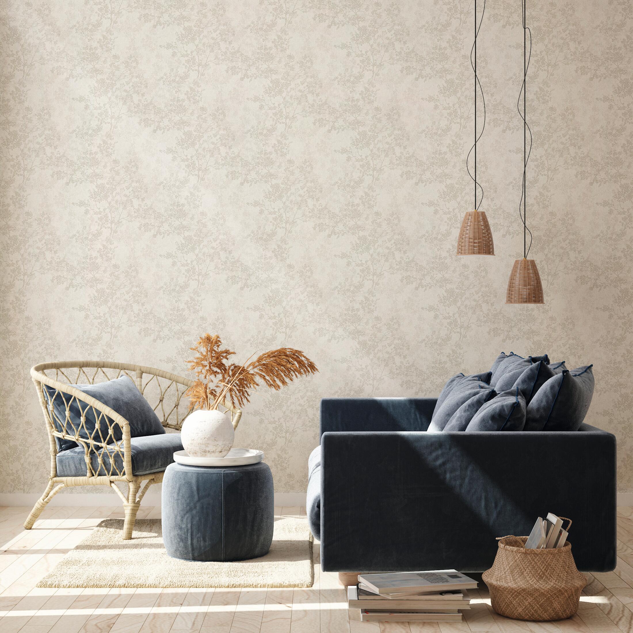 Papel pintado vinilo aplicación cola en pared Naturaleza Ramas 373972 beige, gris, marrón  A.S. CREATION 53cmx10.05m superlavable apto para cocinas o baños - 2