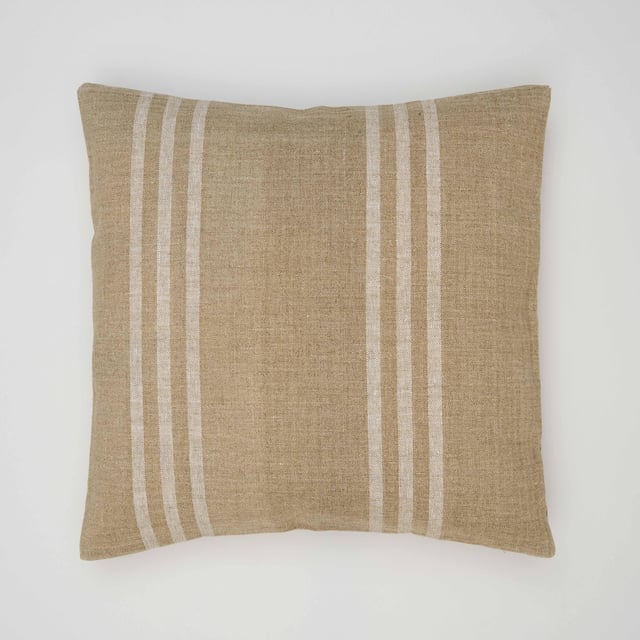 Funda de cojín cuadrada Bohan lino rayas natural y blanco INSPIRE 45 x 45 cm
