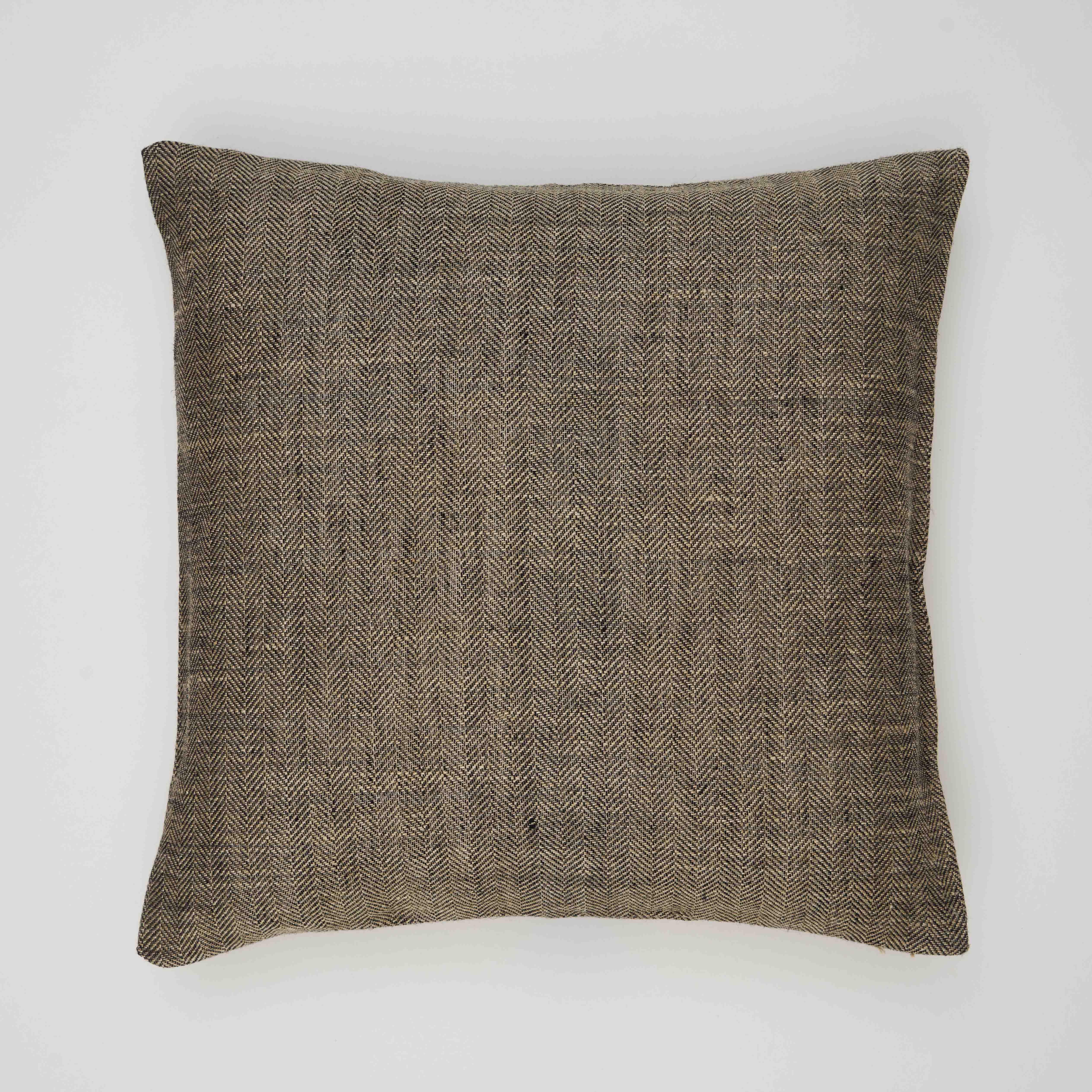 Funda de cojín gante inspire lino natural y negro 45 x 45 cm