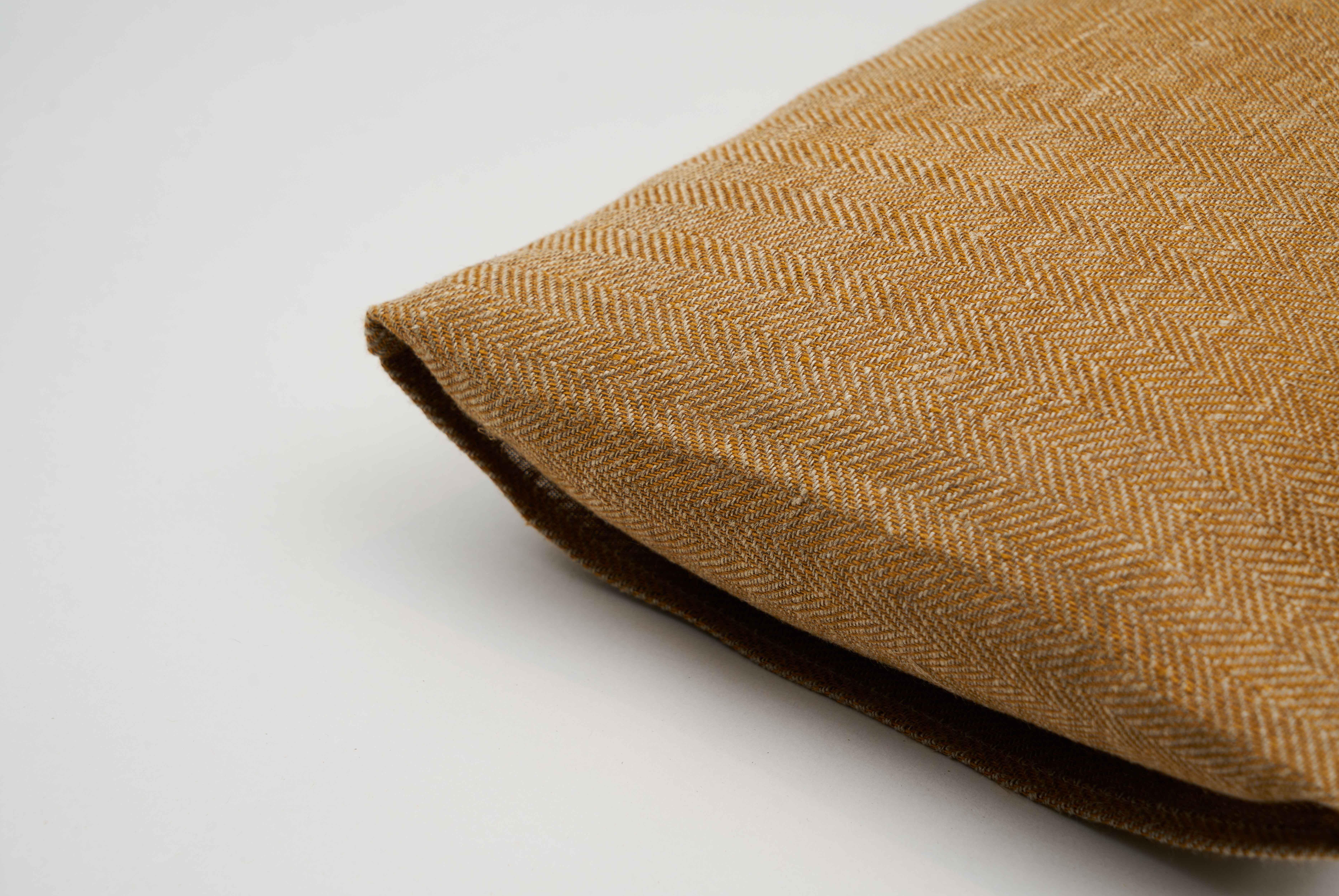 Funda de cojín gante inspire lino natural y ocre 45 x 45 cm