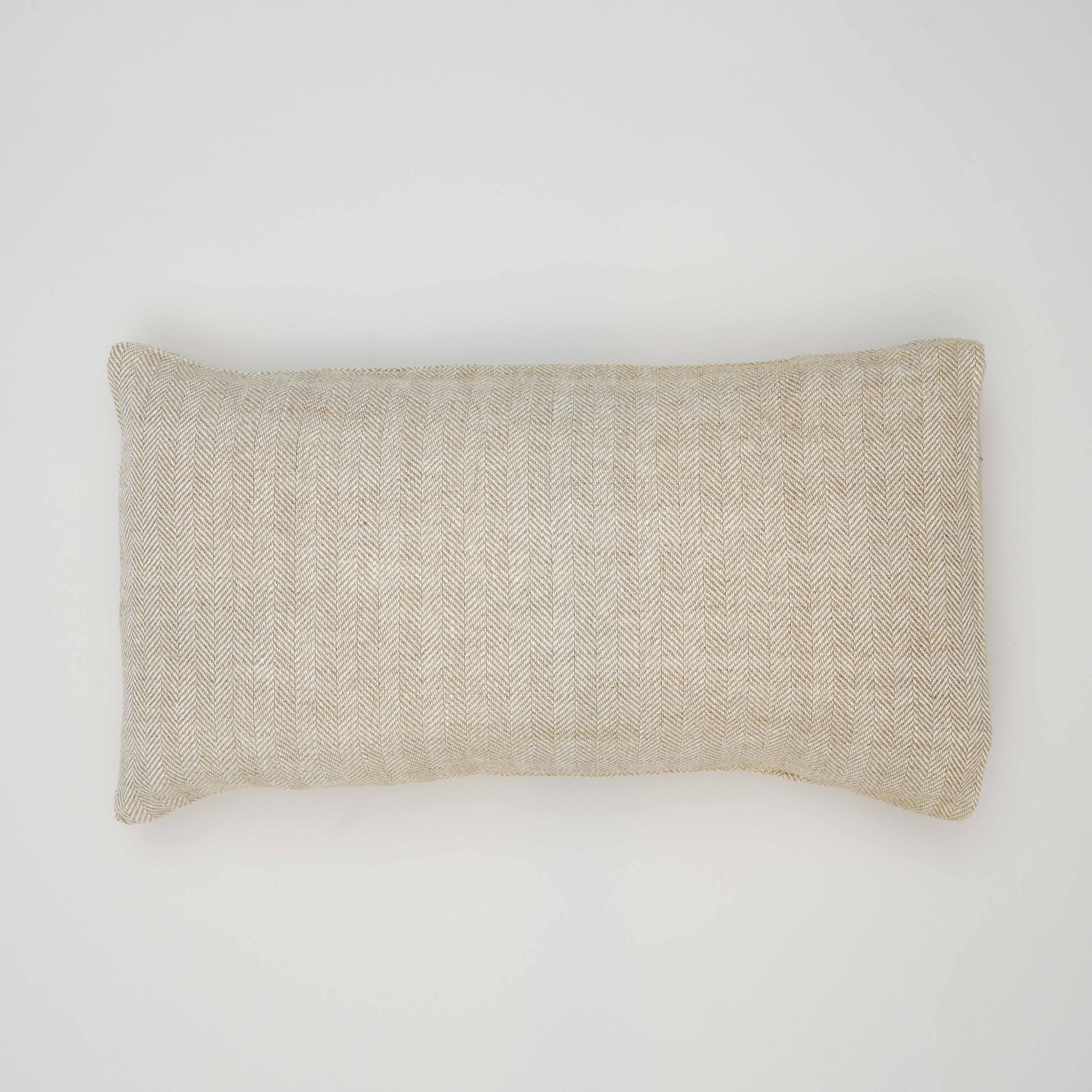 Funda de cojín gante inspire lino natural y blanco 50 x 30 cm