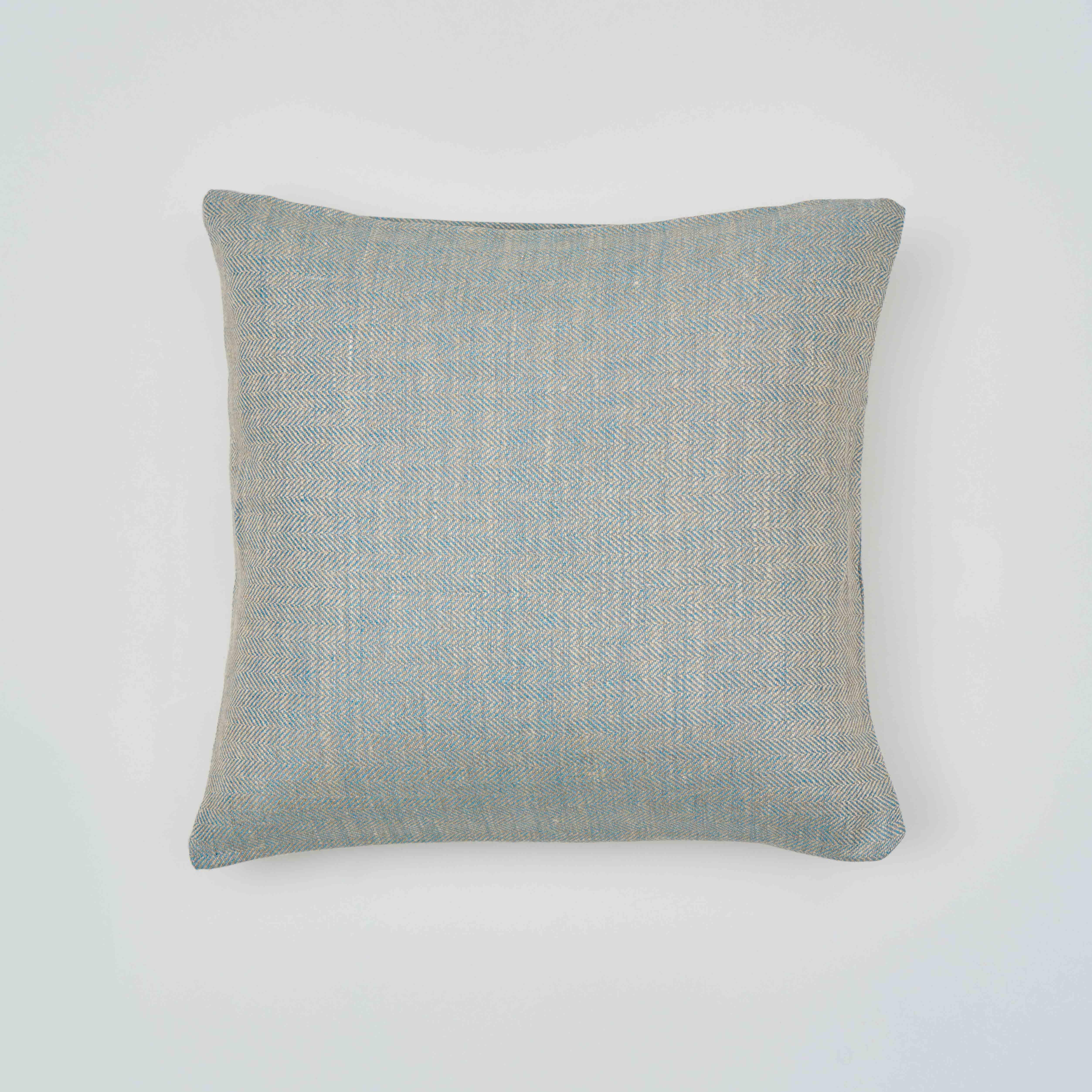 Funda de cojín gante inspire lino natural y azul 45 x 45 cm