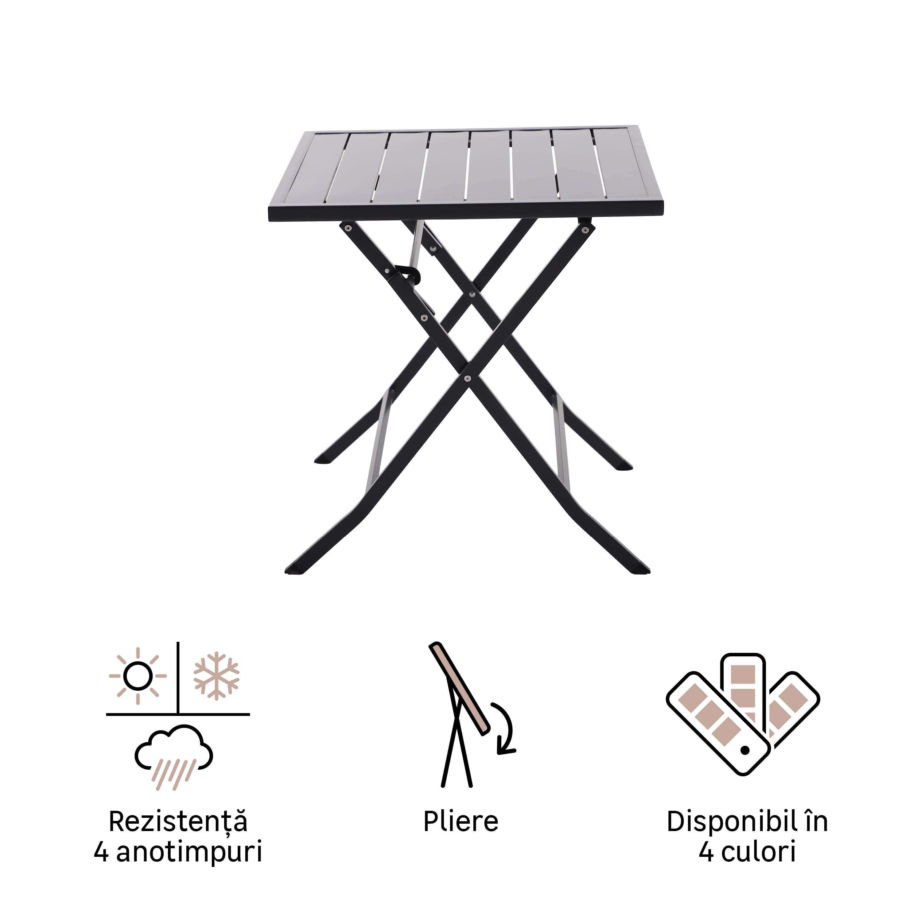 Mesa de alumínio NATERIAL XARA II ORIGAMI 71X71CM ANTRACITE - 13