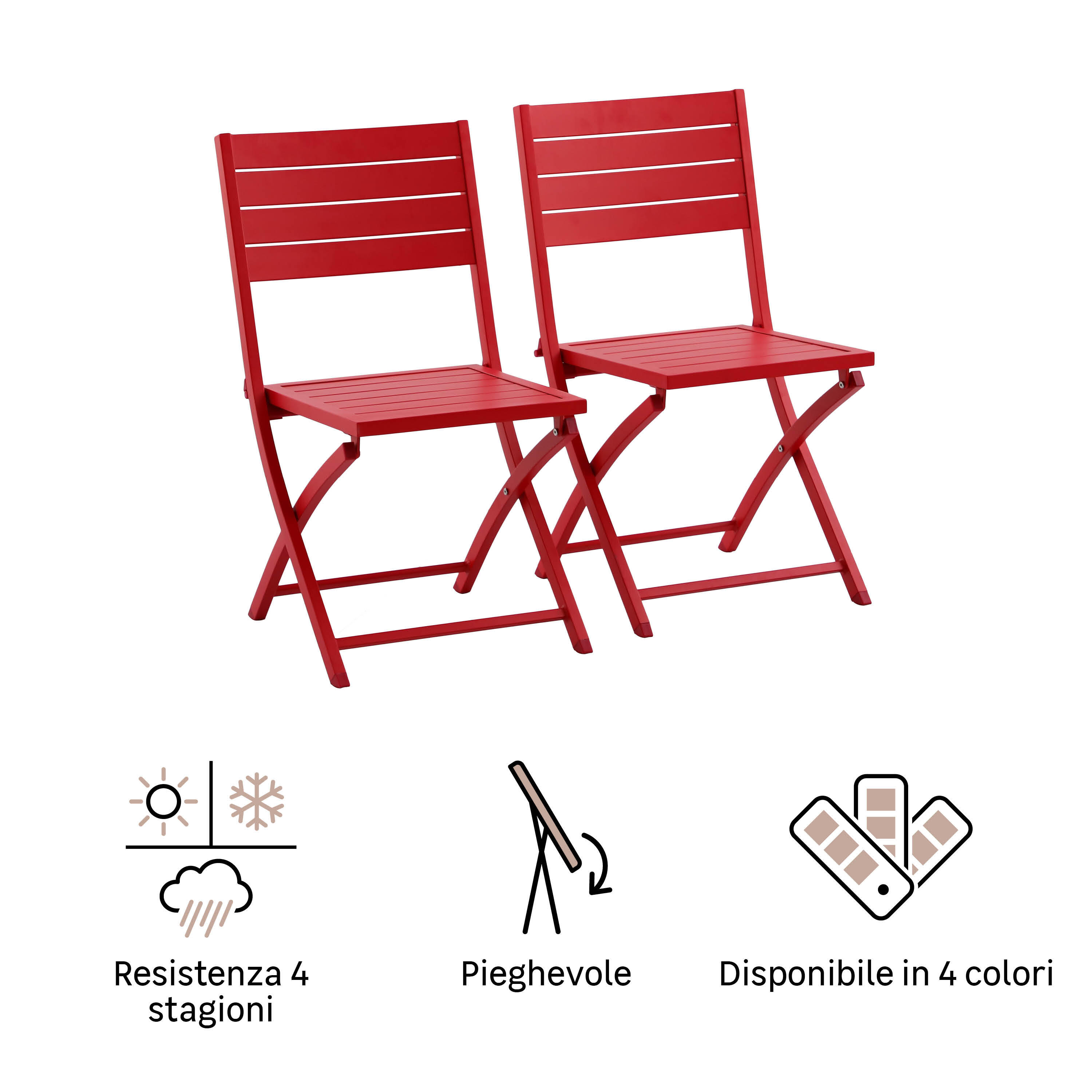 2 cadeiras de alumínio NATERIAL XARA II ORIGAMI VERMELHO - 13