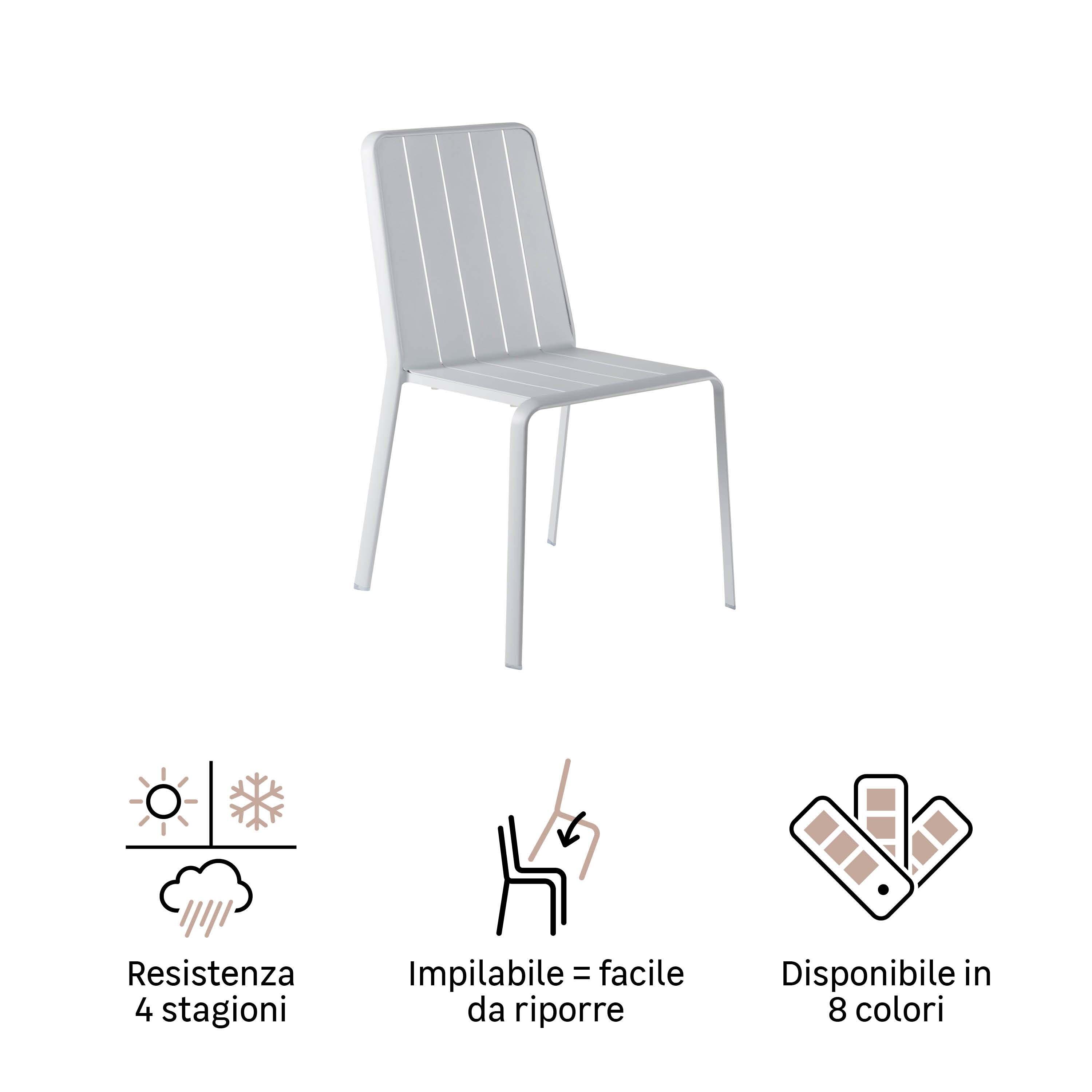 Sedia da giardino Idaho NATERIAL, struttura e seduta in alluminio grigio - 15