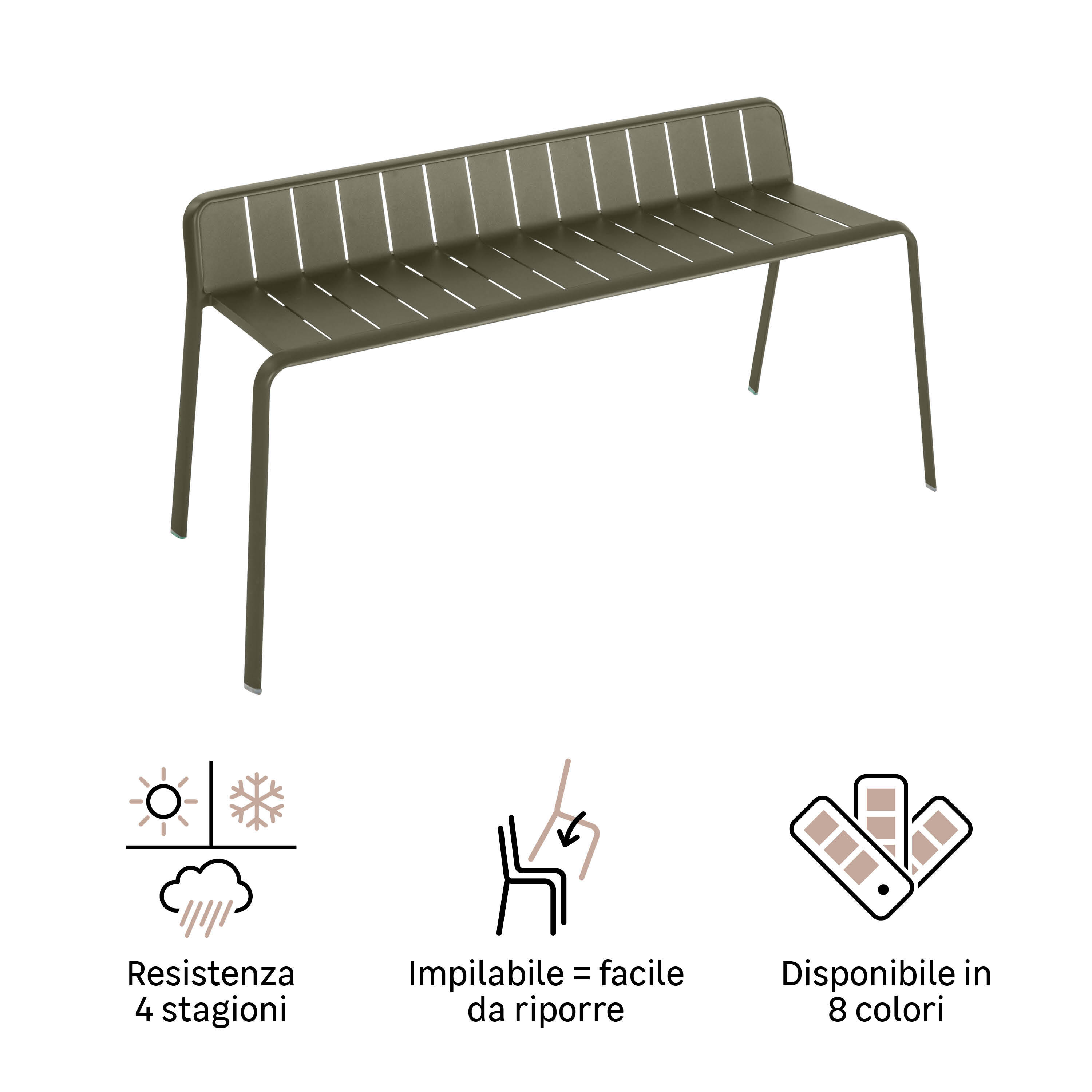 Panca da giardino in alluminio verde Idaho NATERIAL, 2 posti - 9