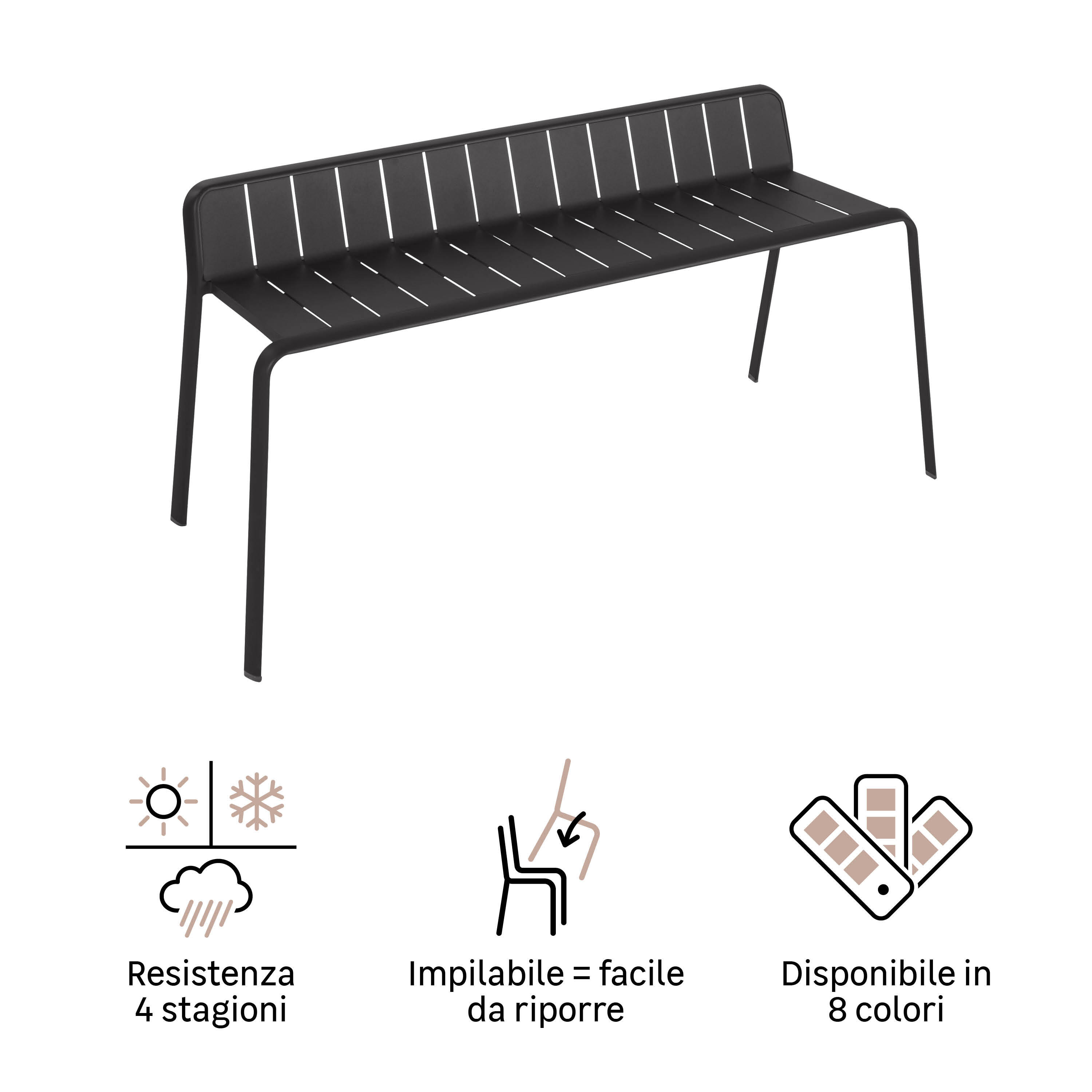 Panca da giardino in alluminio grigio Idaho NATERIAL, 2 posti - 10