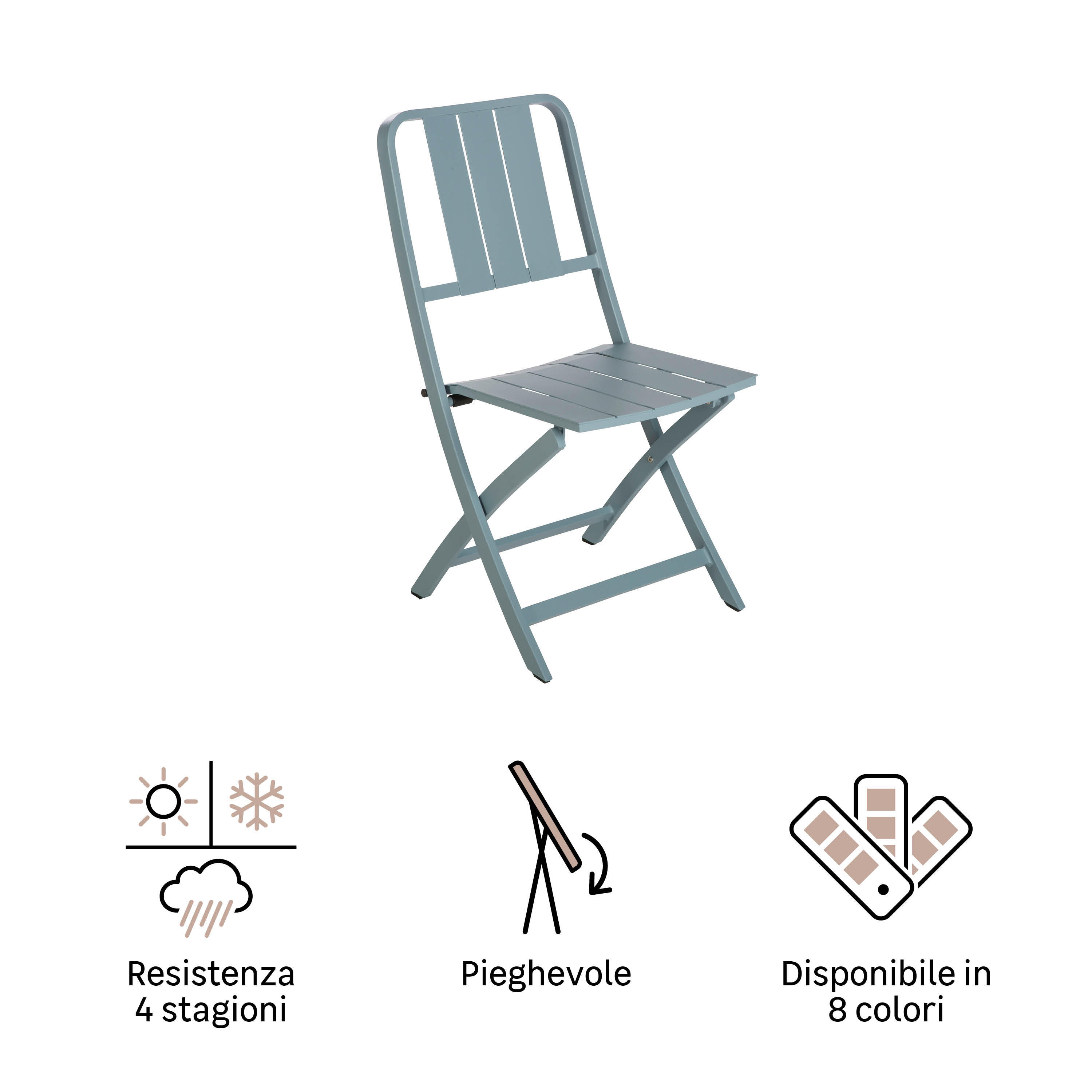 Sedia da giardino pieghevole in alluminio Idaho NATERIAL, seduta in alluminio azzurro - 22