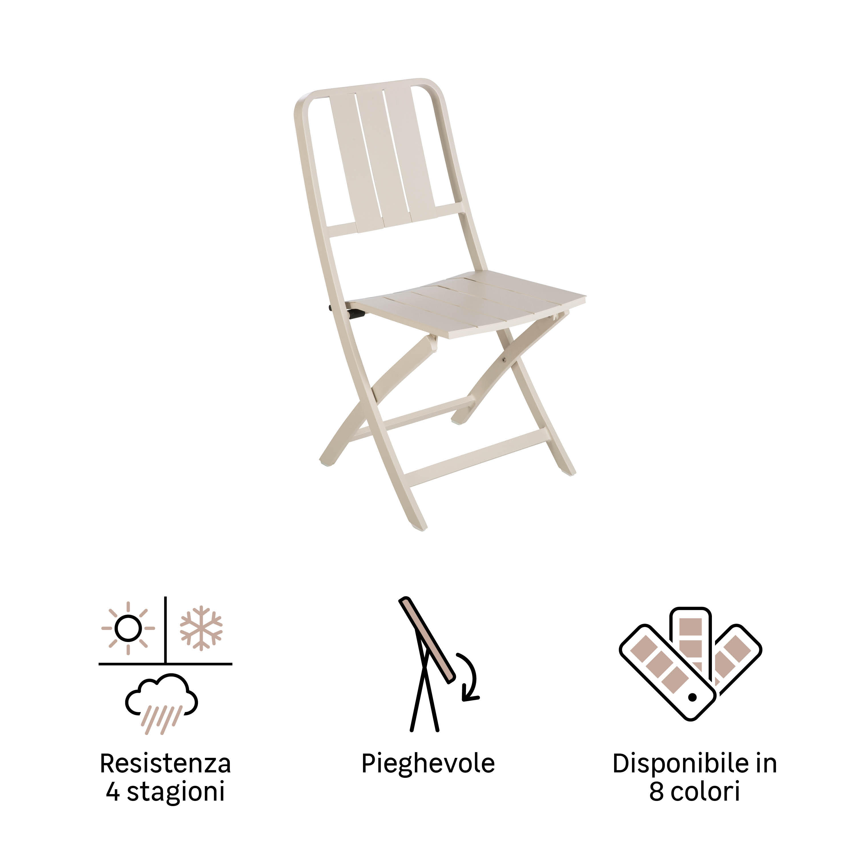 Sedia da giardino pieghevole in alluminio Idaho NATERIAL, seduta in alluminio beige - 20