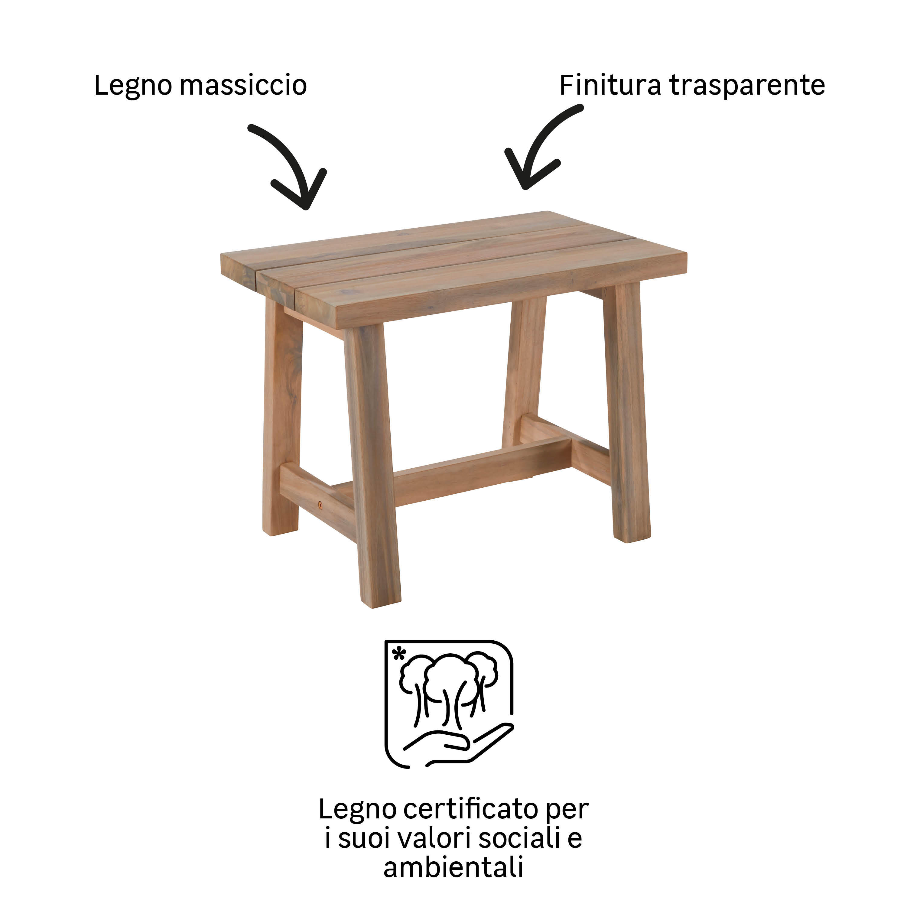 Banco de madeira NATERIAL FARM II 60X38X45CM - 11