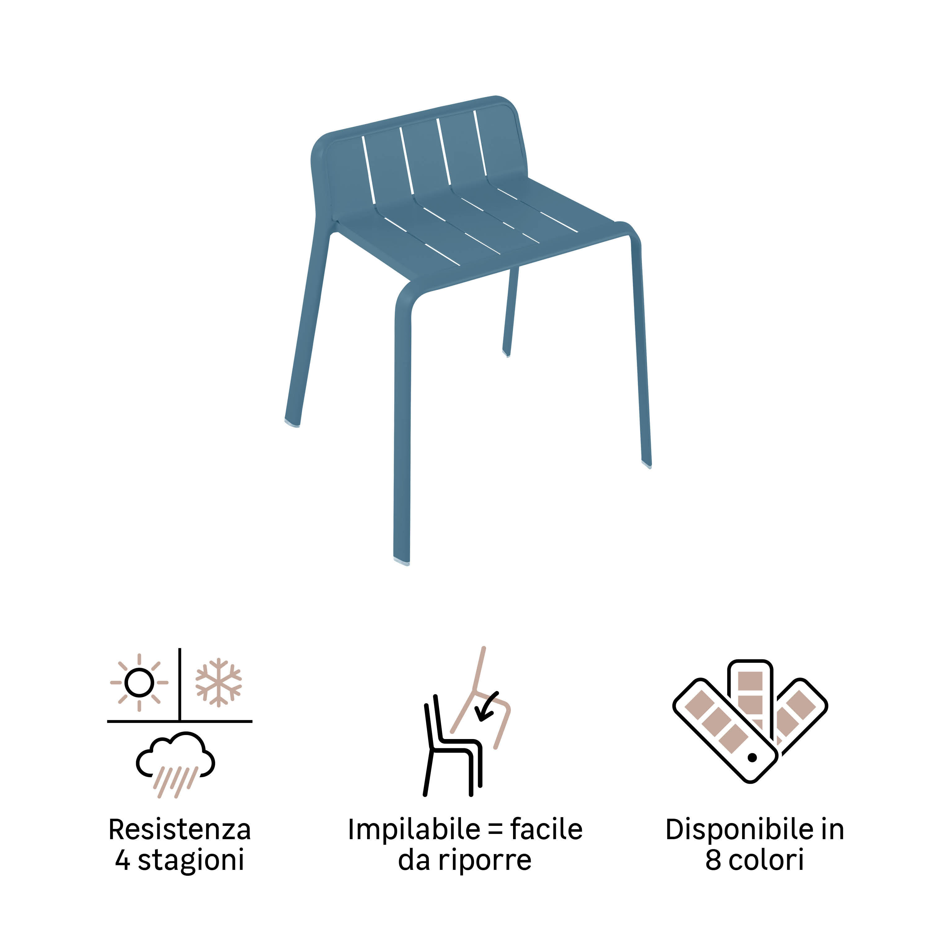 Sgabello da giardino in alluminio blu Idaho NATERIAL, 1 posto - 7