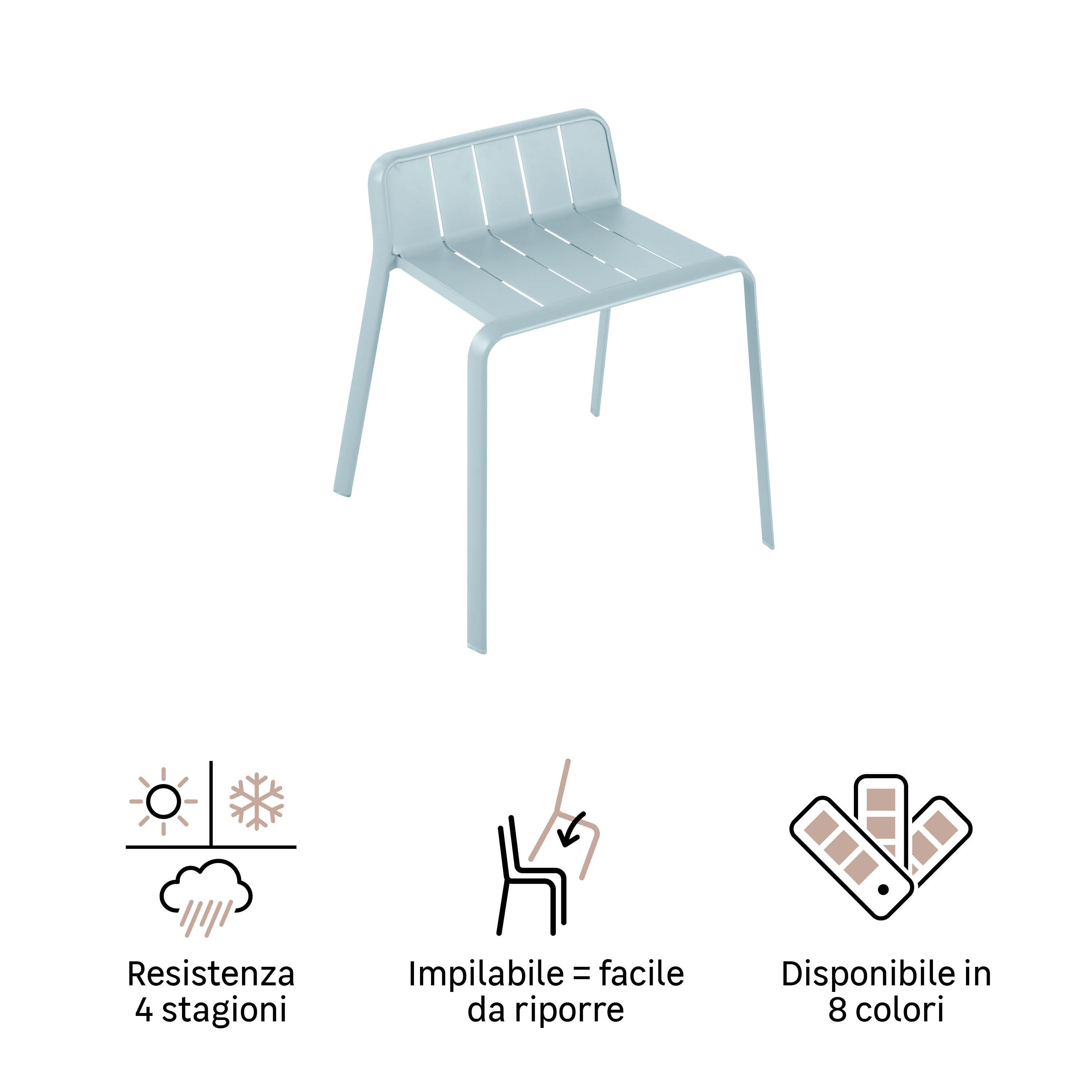 Sgabello da giardino in alluminio blu Idaho NATERIAL, seduta in alluminio azzurro - 12