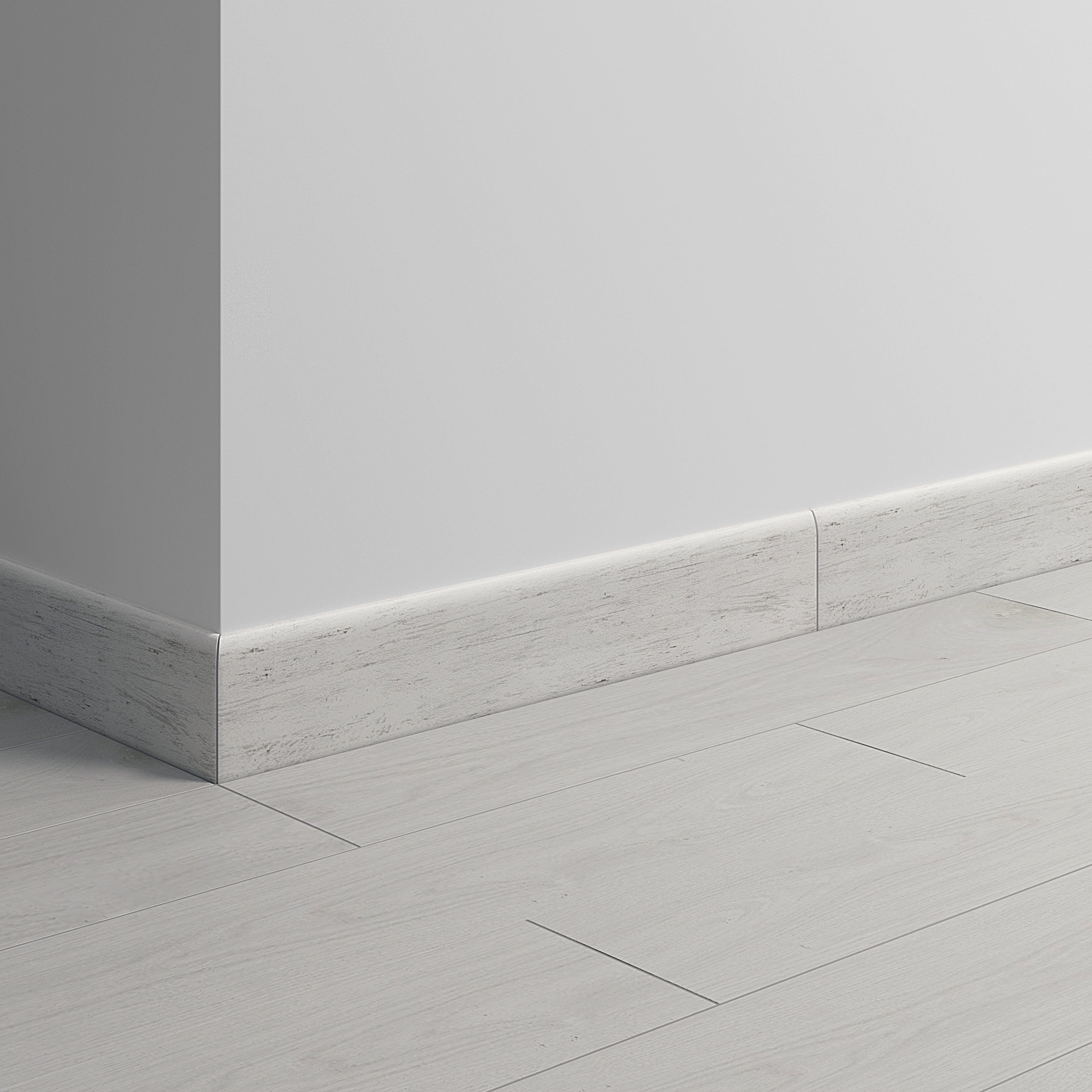 Lot de 3 plinthes carrelage Bois blanc n°25, Ht.  x L. 45 cm, Ep.8 mm - 2