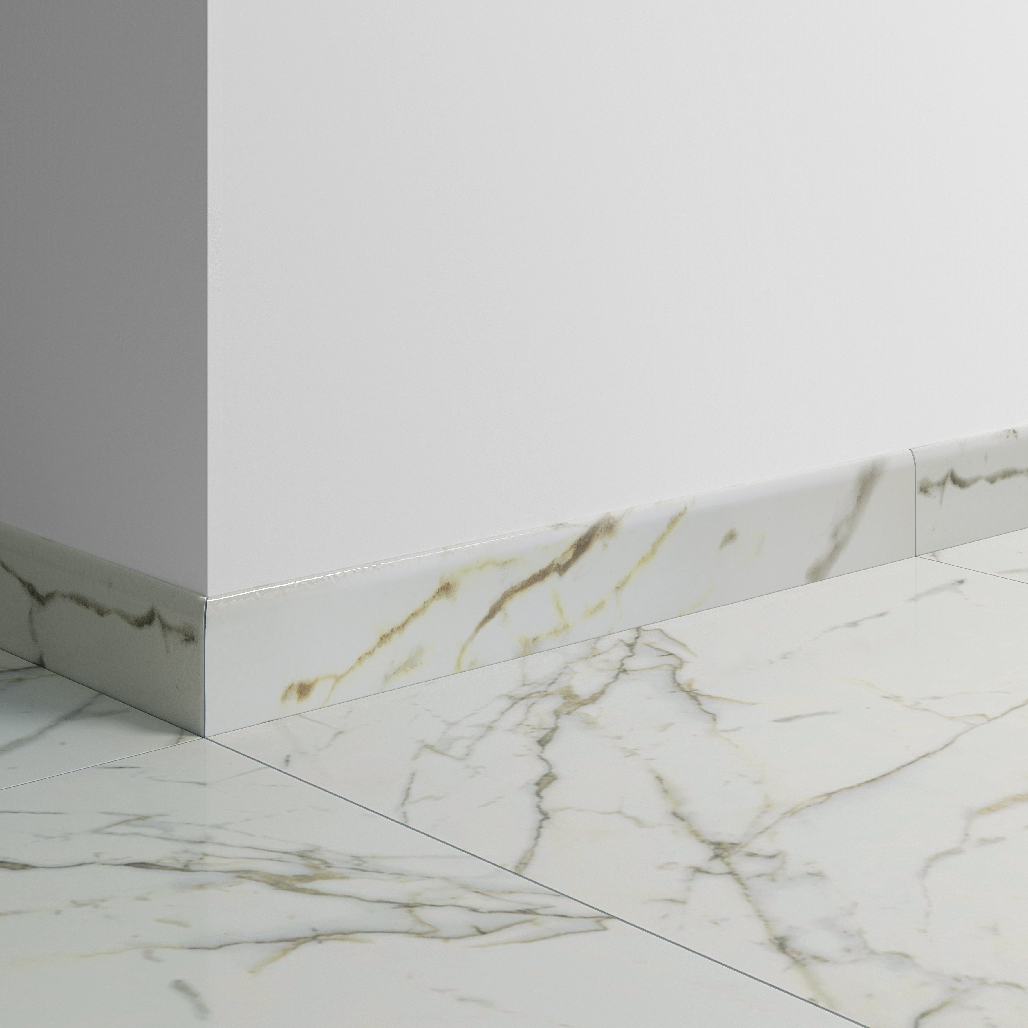 Lot de 2 plinthes carrelage Marbre blanc or n°76, Ht.  x L. 60 cm, Ep.8 mm - 2