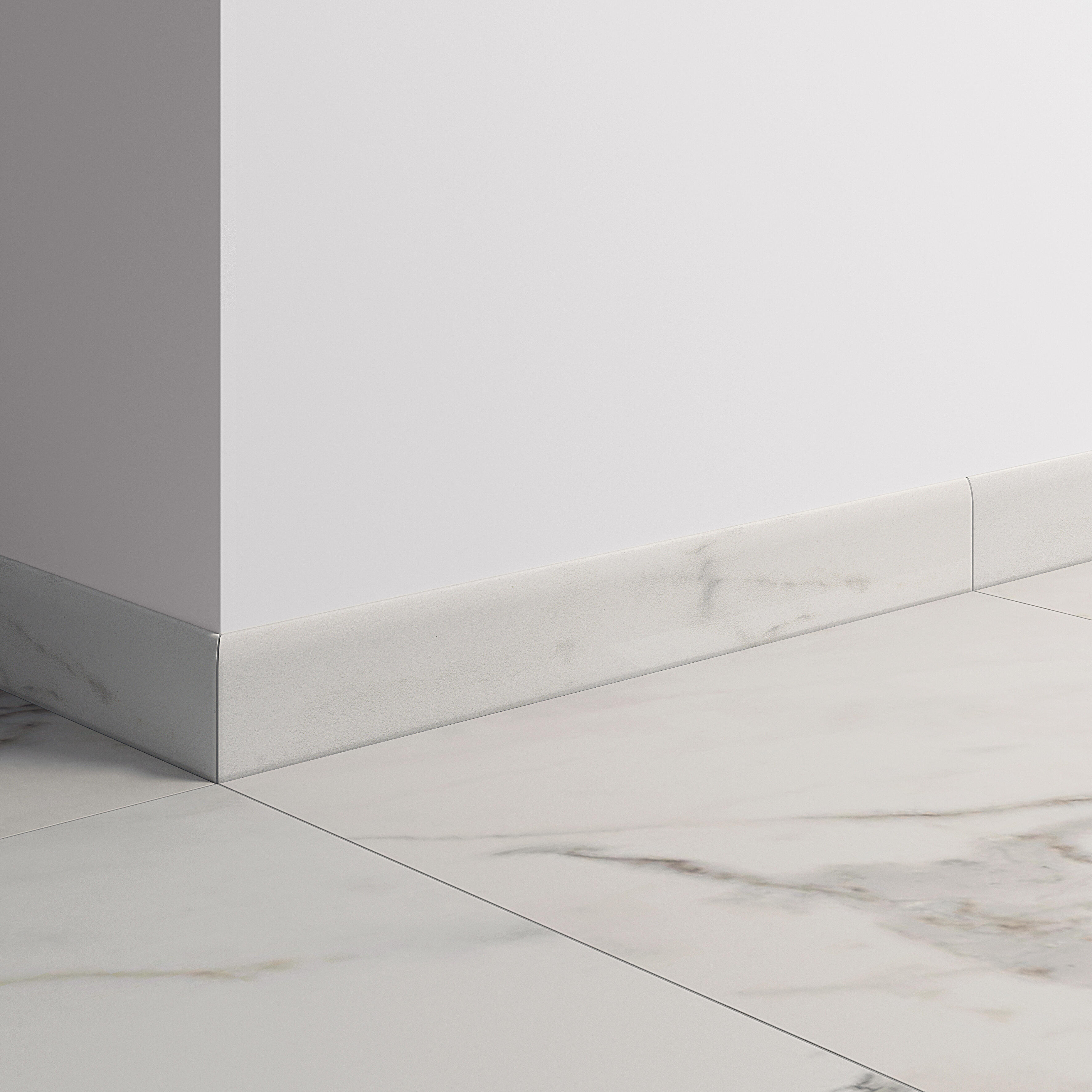 Lot de 2 plinthes carrelage Marbre blanc mat n°51, Ht.  x L. 60 cm, Ep.8 mm - 2