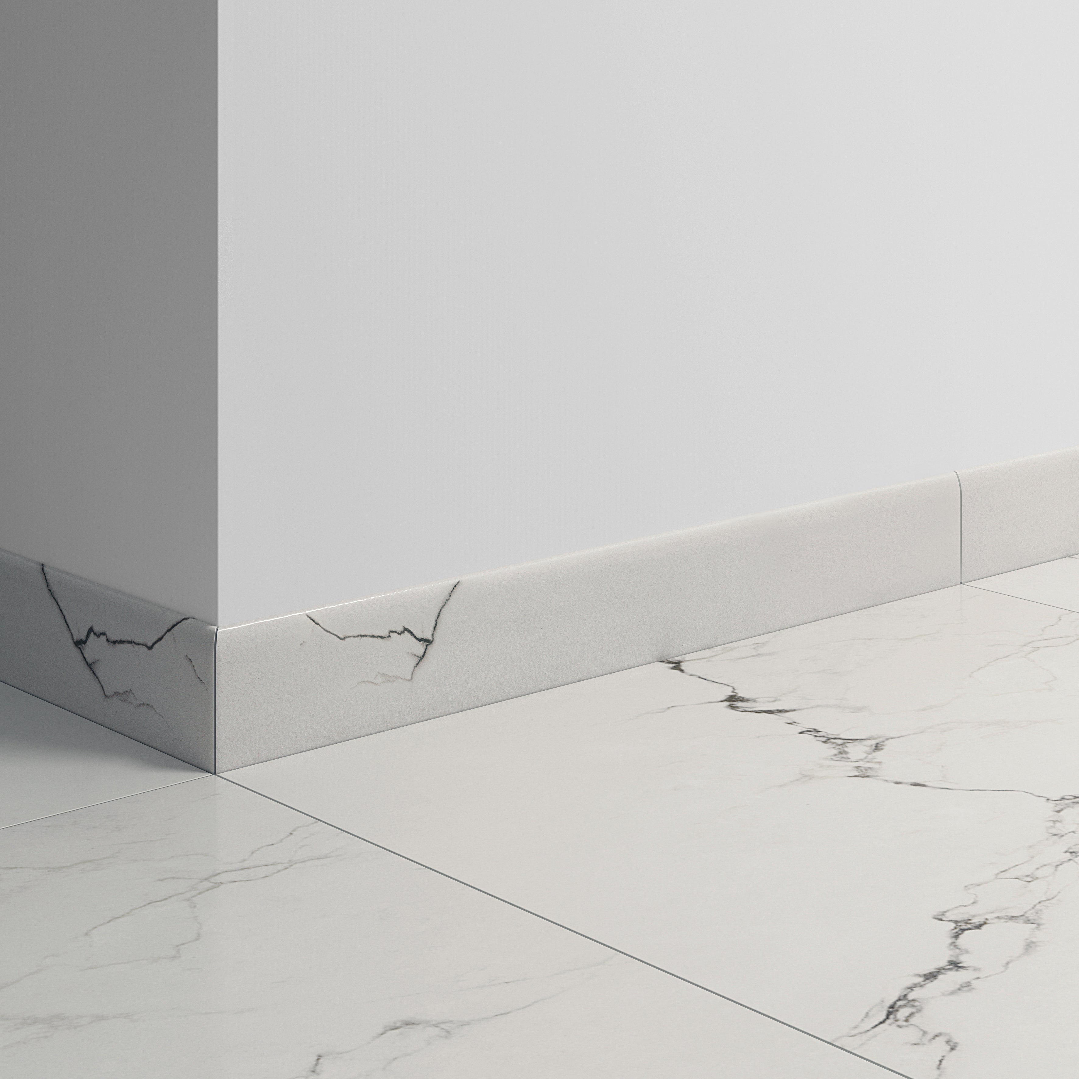 Lot de 2 plinthes Marbre blanc zébré n°73, Ht.  x L. 60 cm, Ep.8 mm - 2