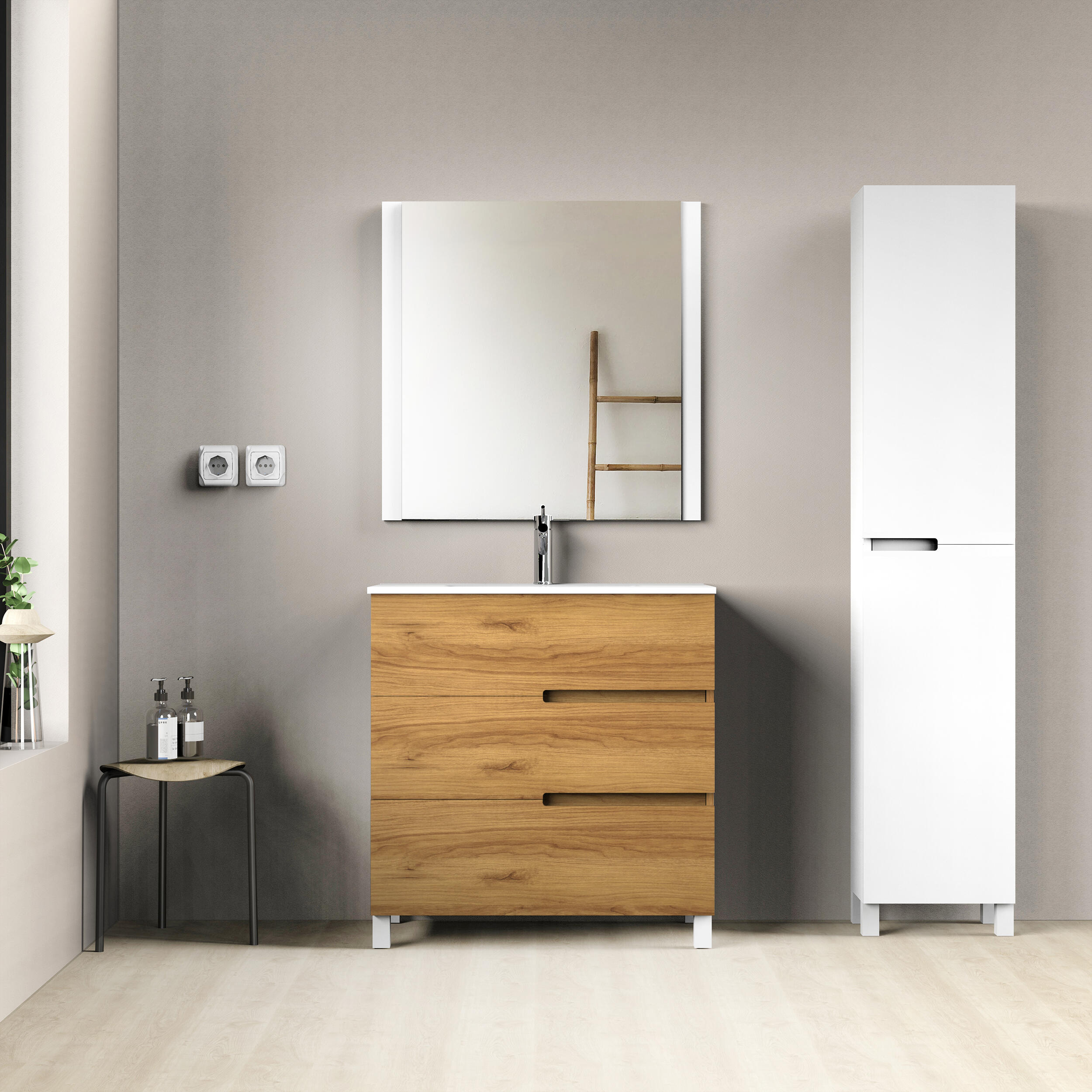 Mueble de baño Alda olmo 90x46 cm (lavabo no incluido) - 4