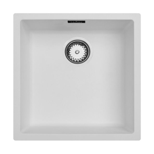 Evier en résine 1 bac 45 x 45 cm vidage inclus One blanc