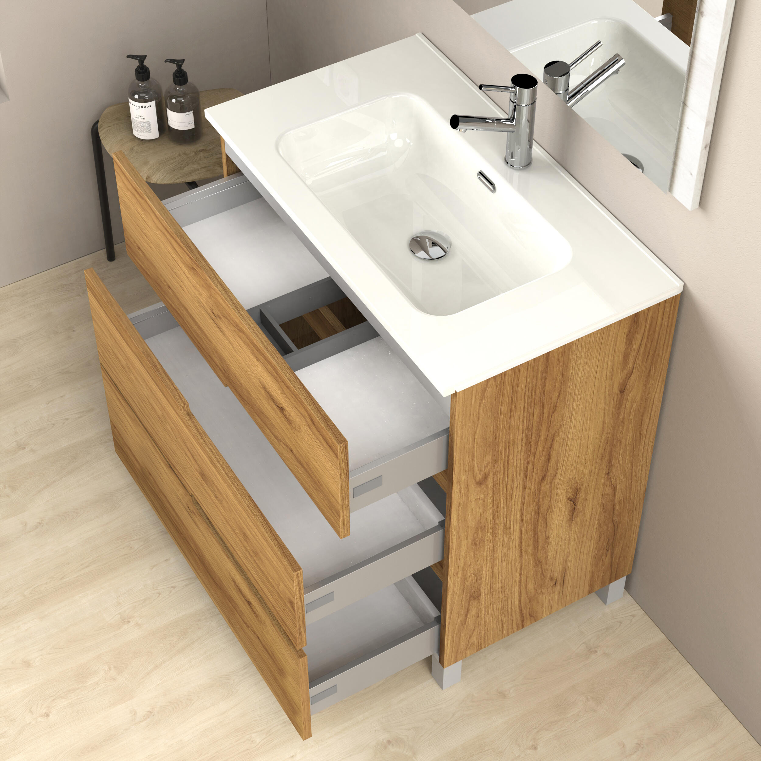 Mueble de baño Alda olmo 90x46 cm (lavabo no incluido) - 6