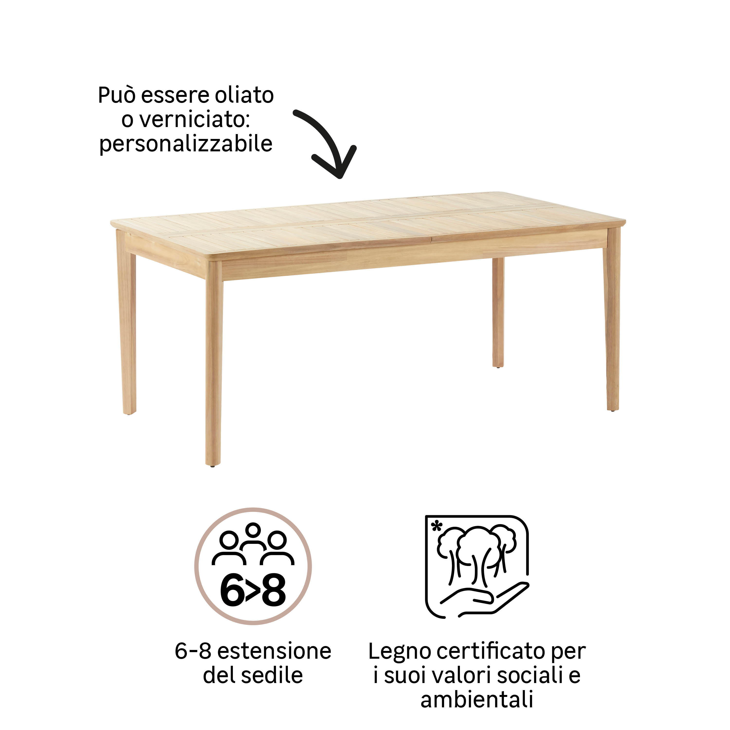 Set tavolo e sedie Atlas NATERIAL in acacia marrone per 6 persone - 15
