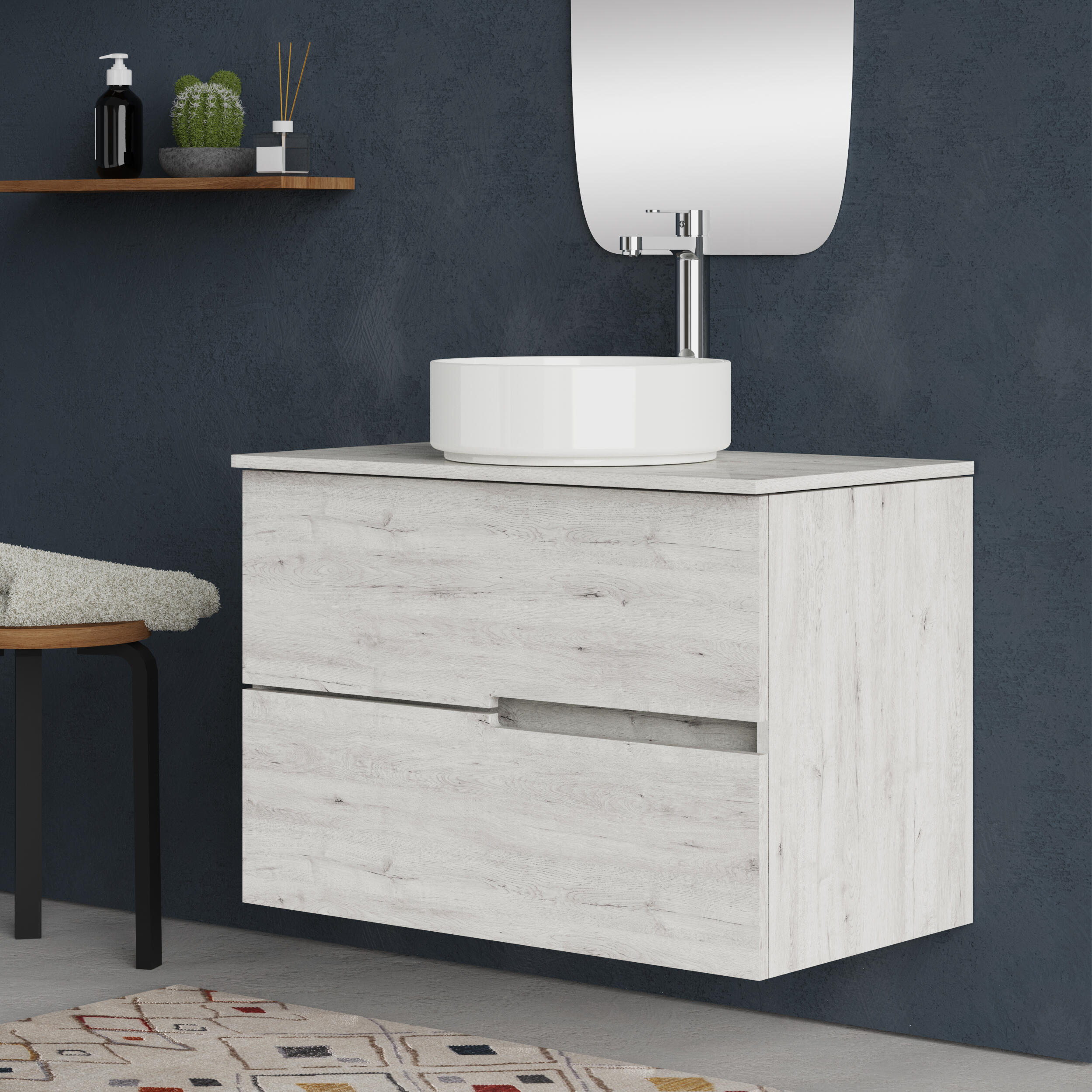 Mueble de baño con lavabo alda gris 90x45 cm