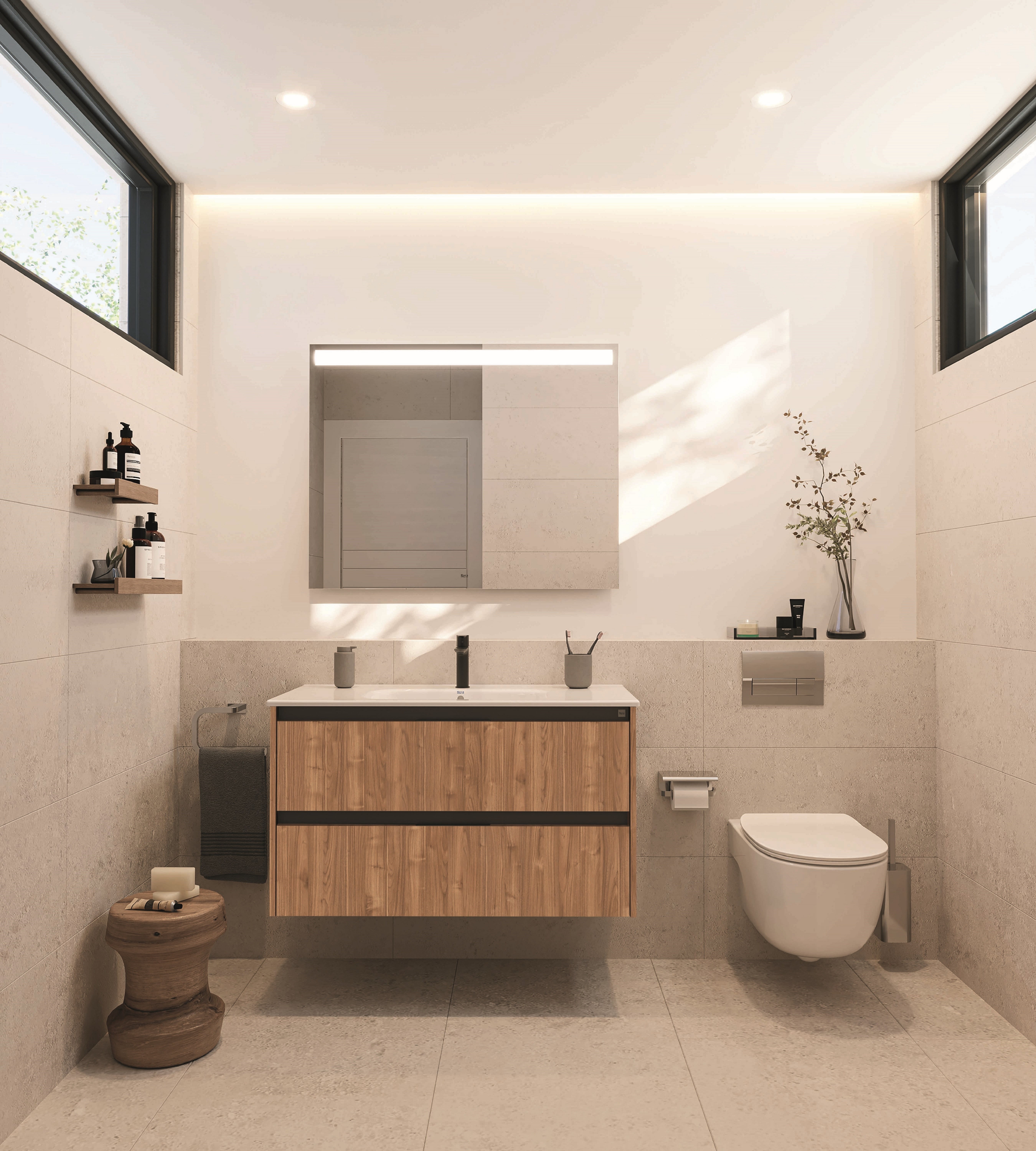 Mueble de baño con lavabo alpine nogal 100x46 cm
