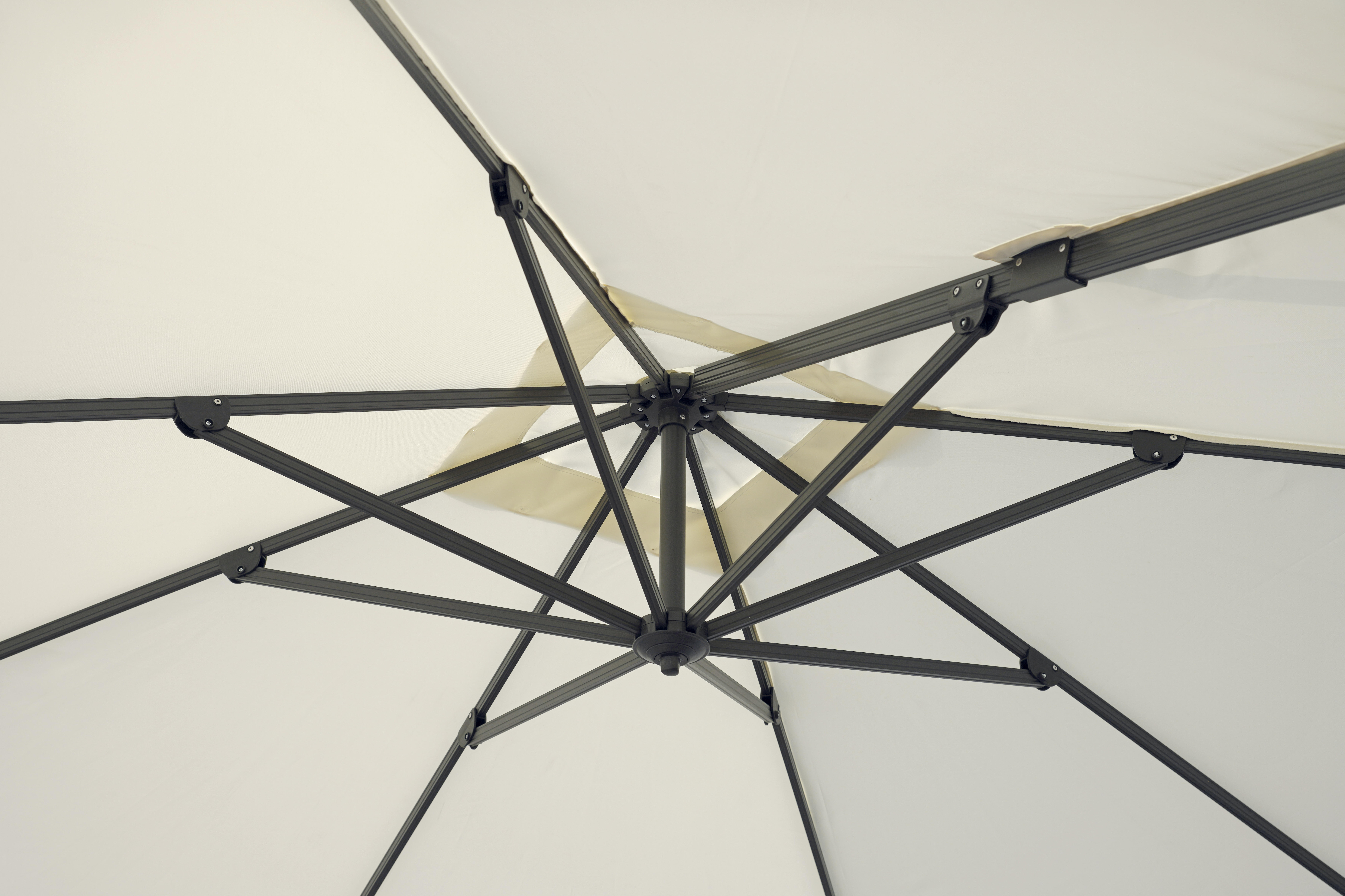 Ombrellone a palo laterale antracite E 5056 con telo quadrato ecru L 300 x P 600 x H 260 cm - 4