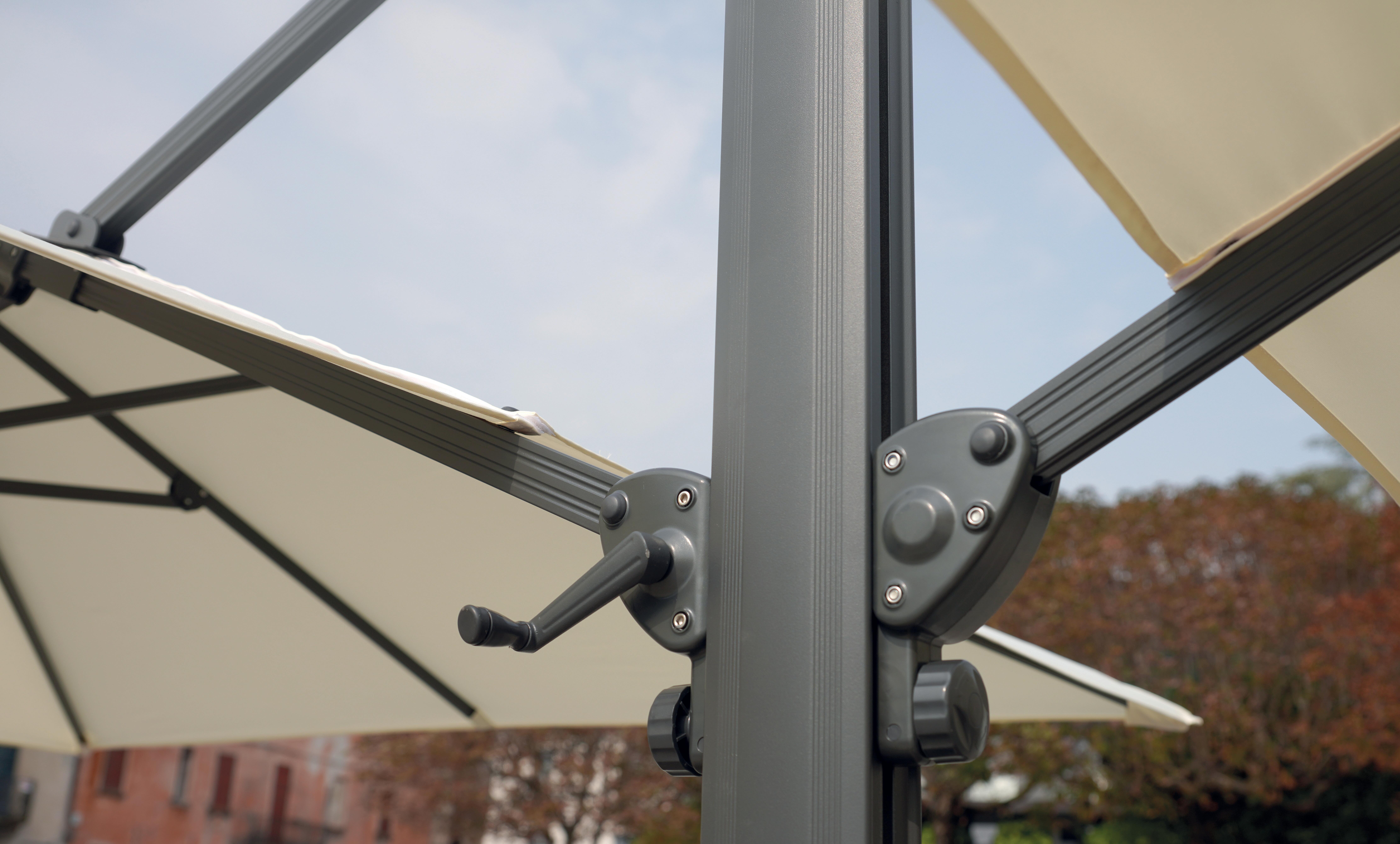 Ombrellone a palo laterale antracite E 5056 con telo quadrato ecru L 300 x P 600 x H 260 cm - 3