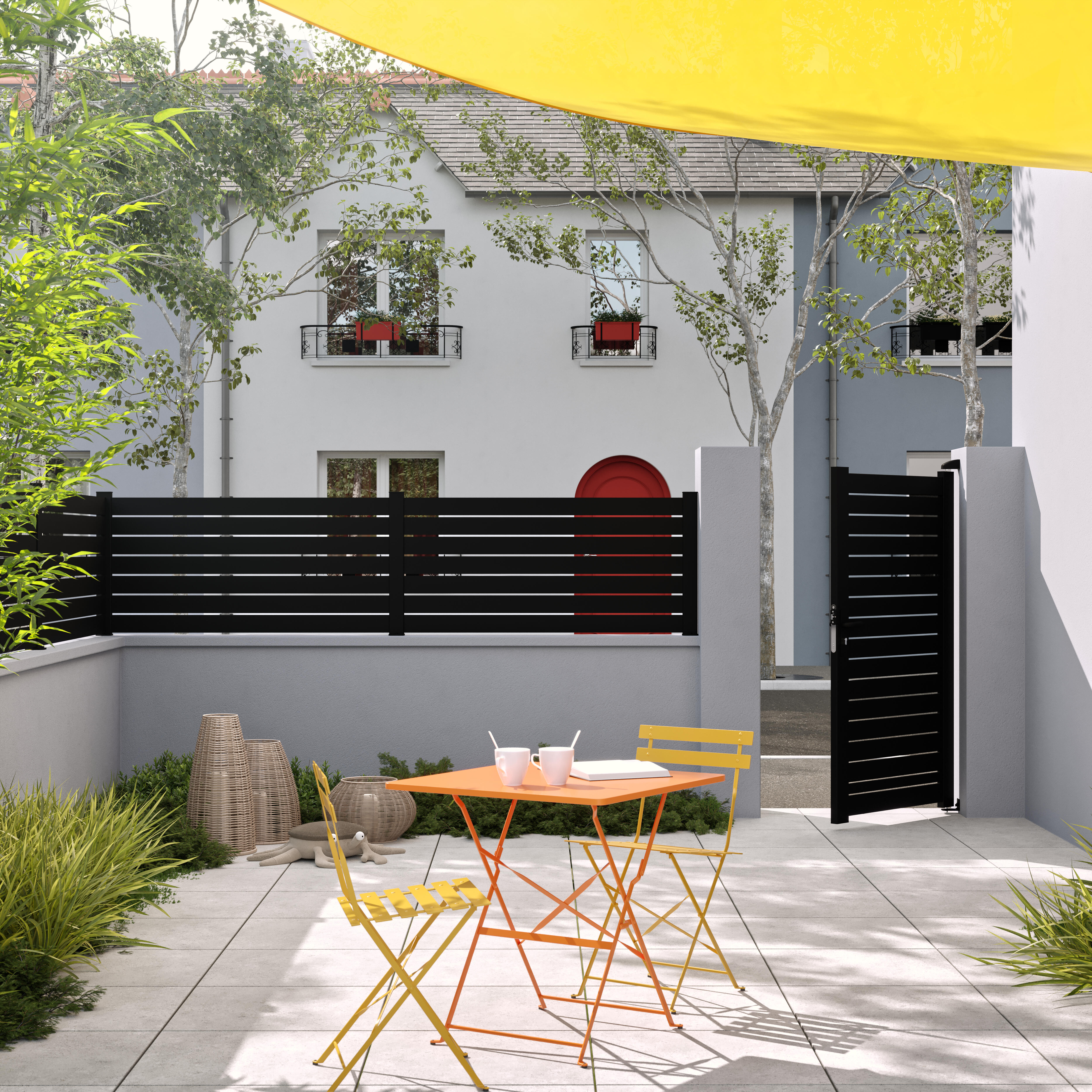 Lame de clôture aluminium ajourée Klos up! noir, H.9 x l.145 cm - 2