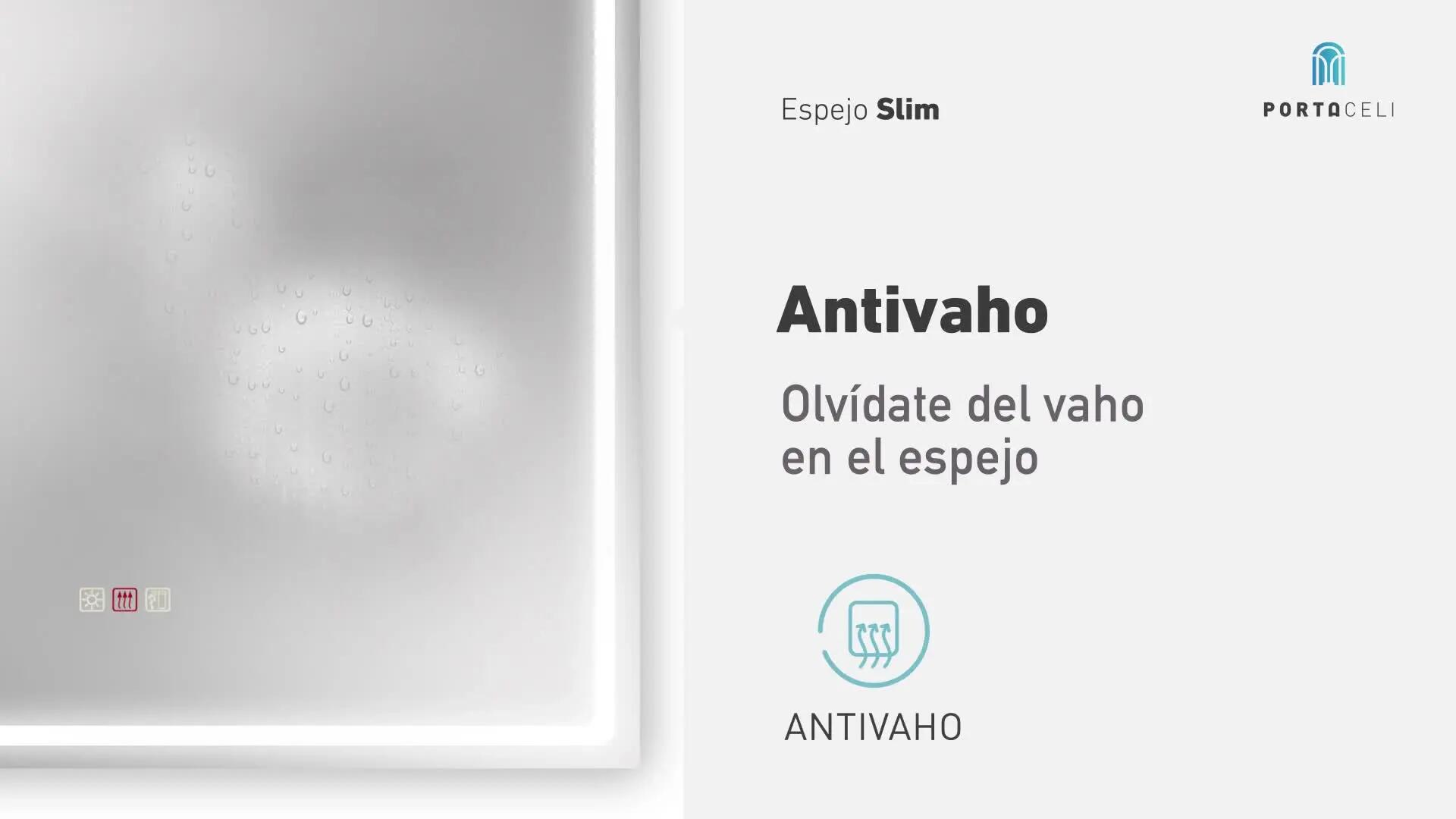 Espejo de baño cuadrado con luz LED Slim 80x80 cm con antivaho, táctil, altavoz, Bluetooth color cromo - 3